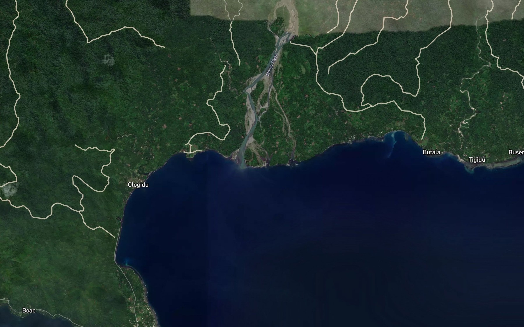 Satellite map of the Mongi River