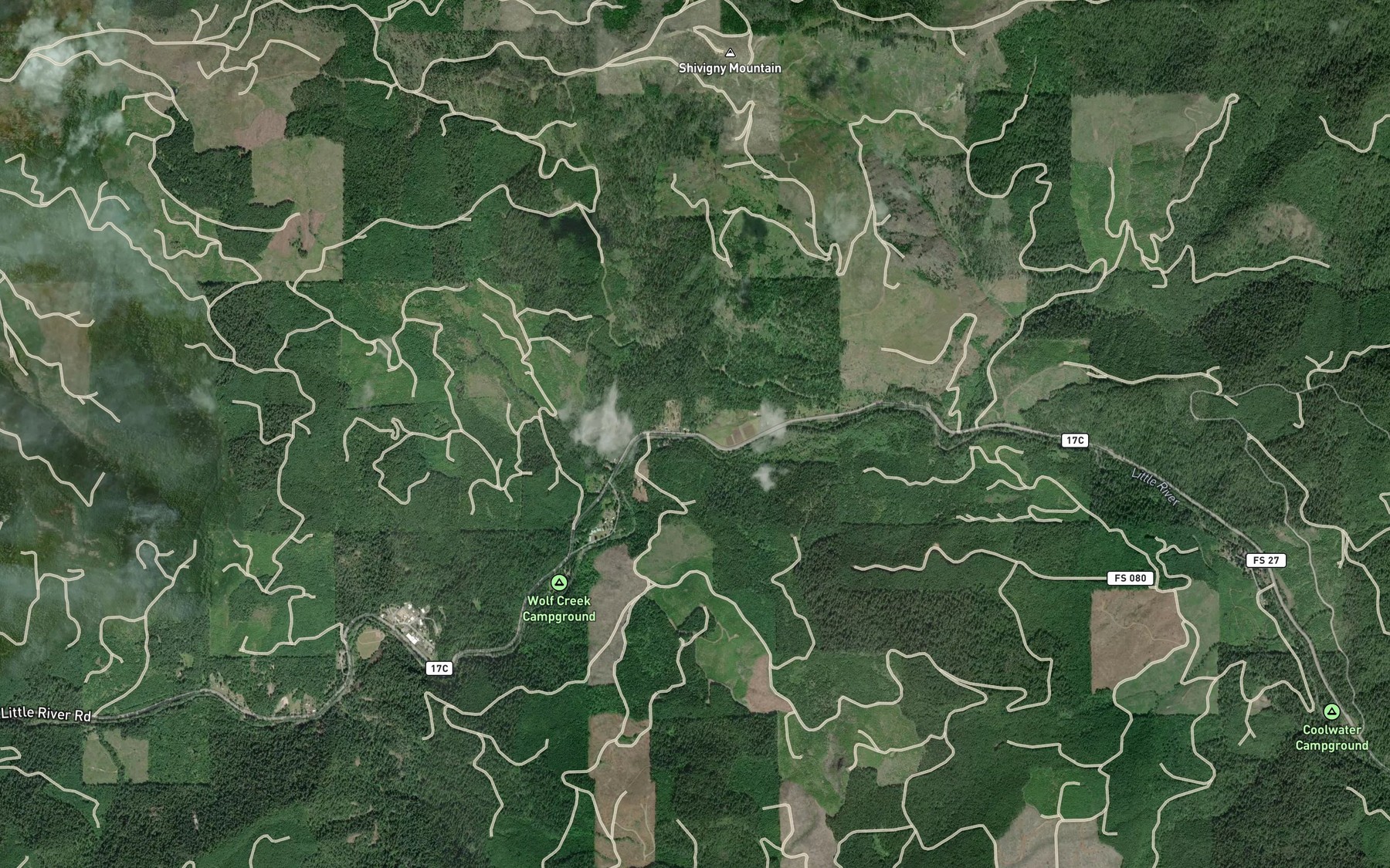 Satellite map of the Shivigny Creek