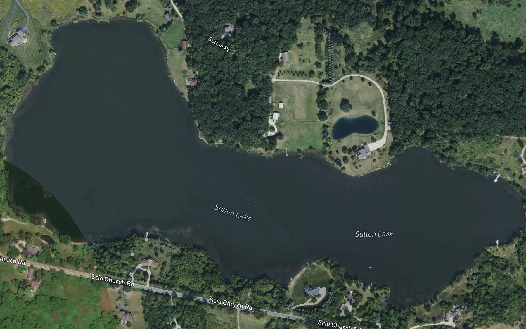Satellite map of the Sutton Lake