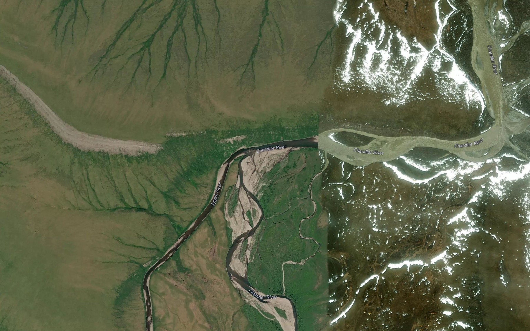 Satellite map of the Ayiyak River