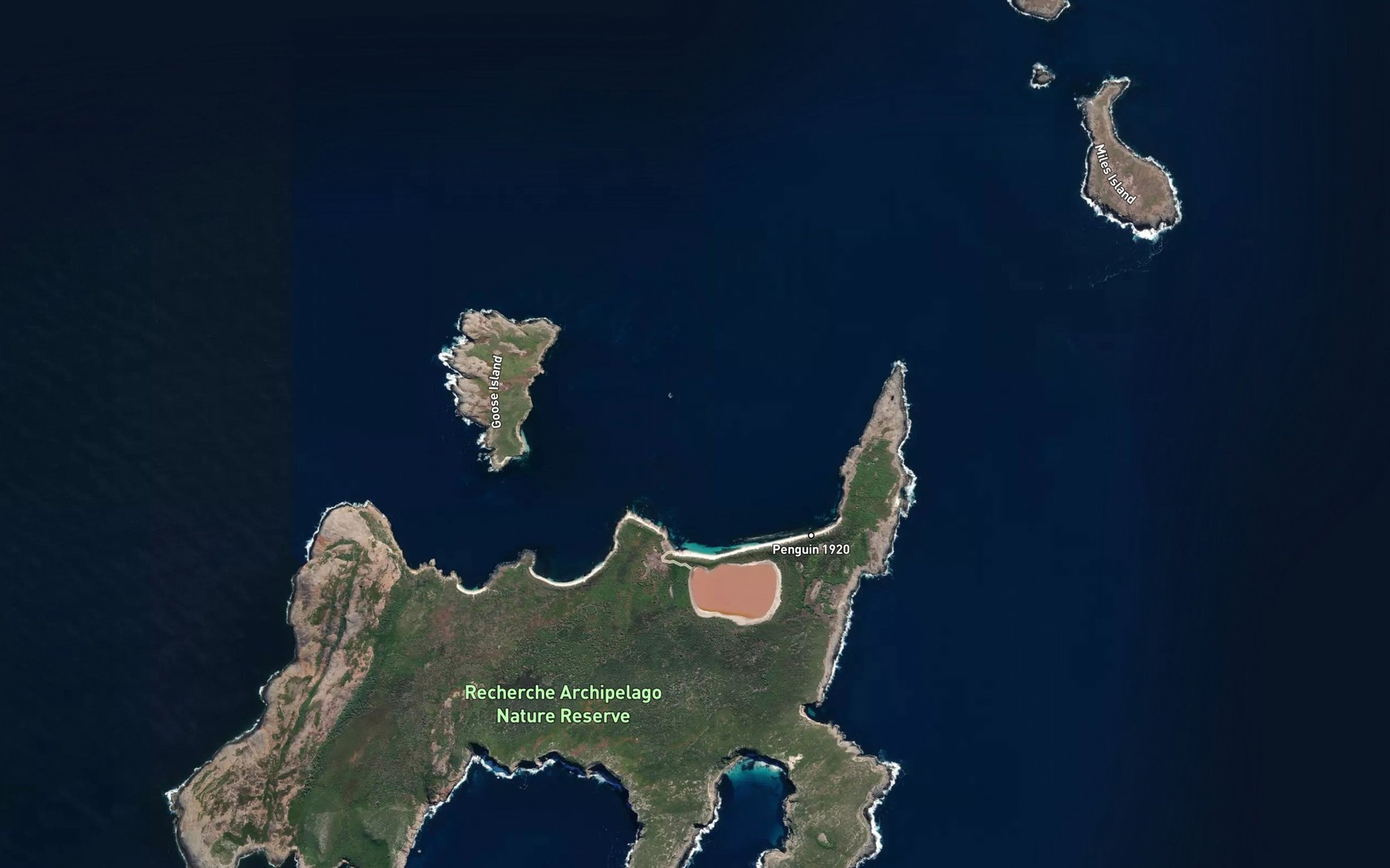 Satellite map of the Goose Island Bay