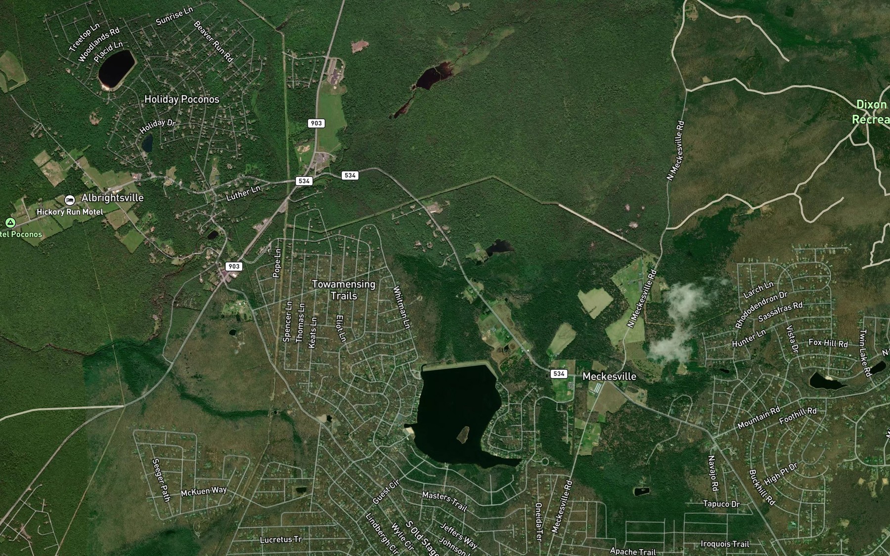 Satellite map of the Wolf Run