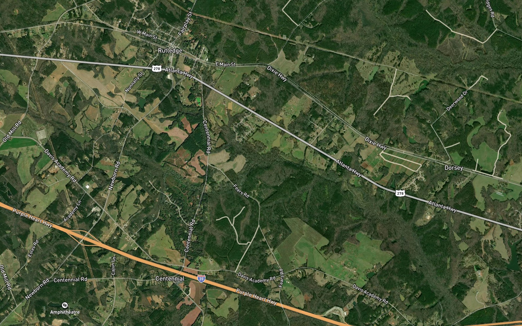 Satellite map of the Rice Creek