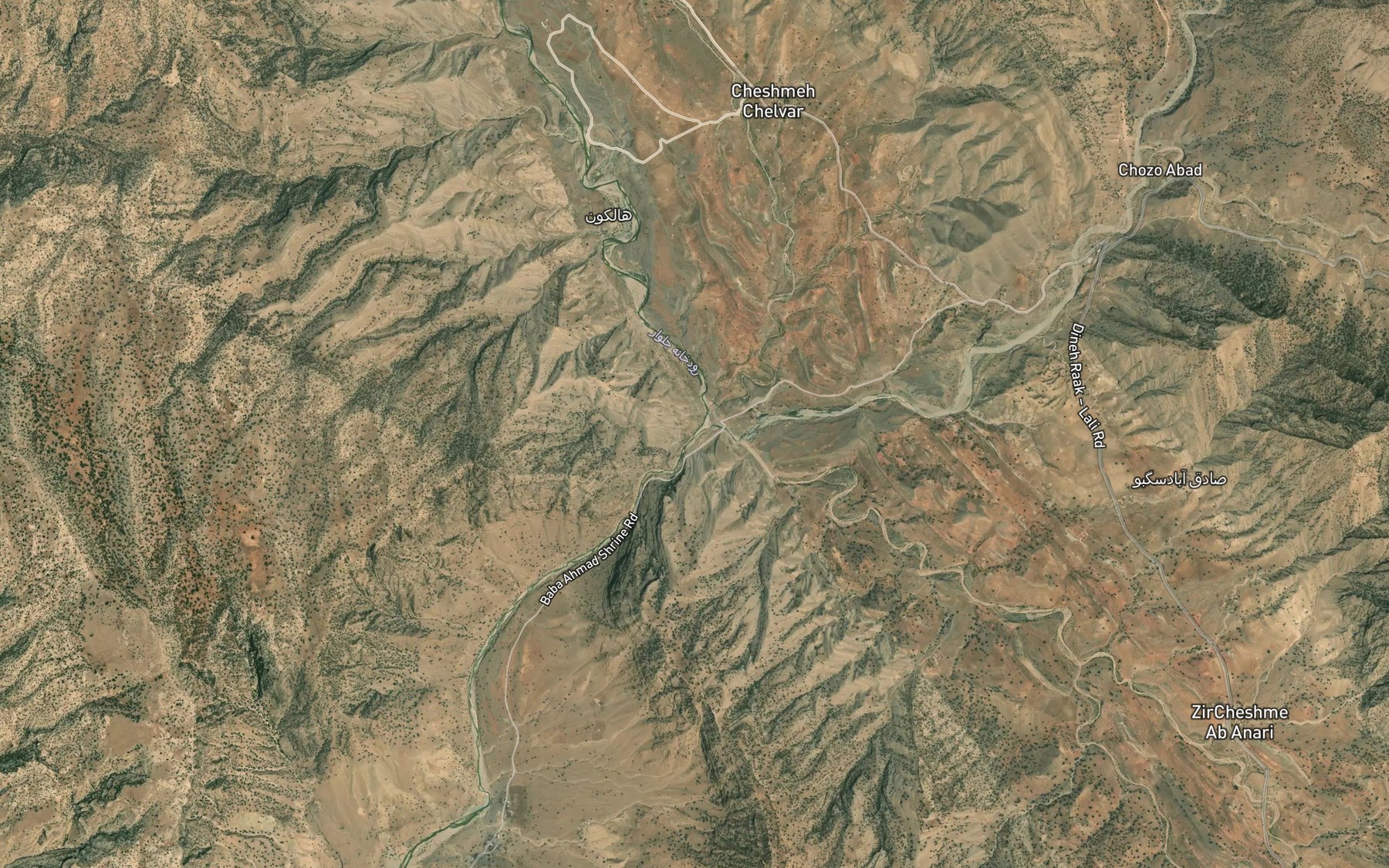 Satellite map of the Rudkhaneh-ye Cholbar