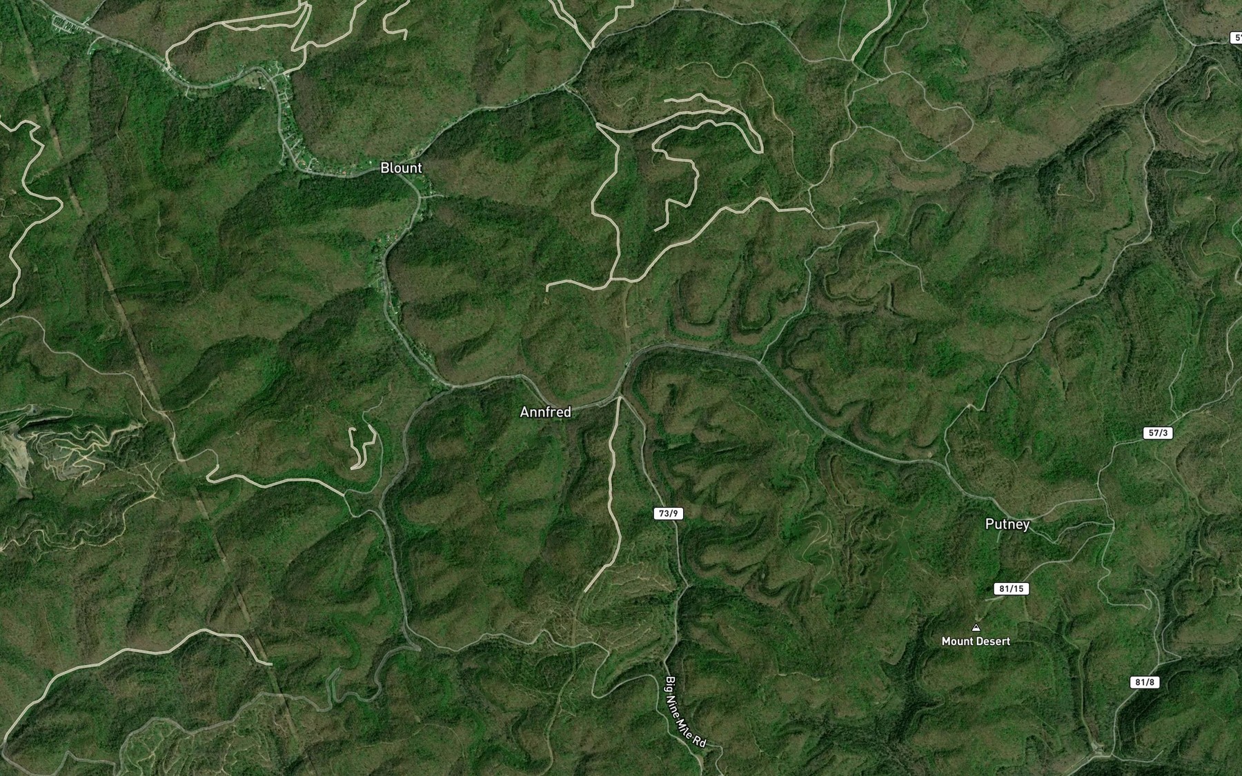 Satellite map of the Big Tenmile Fork