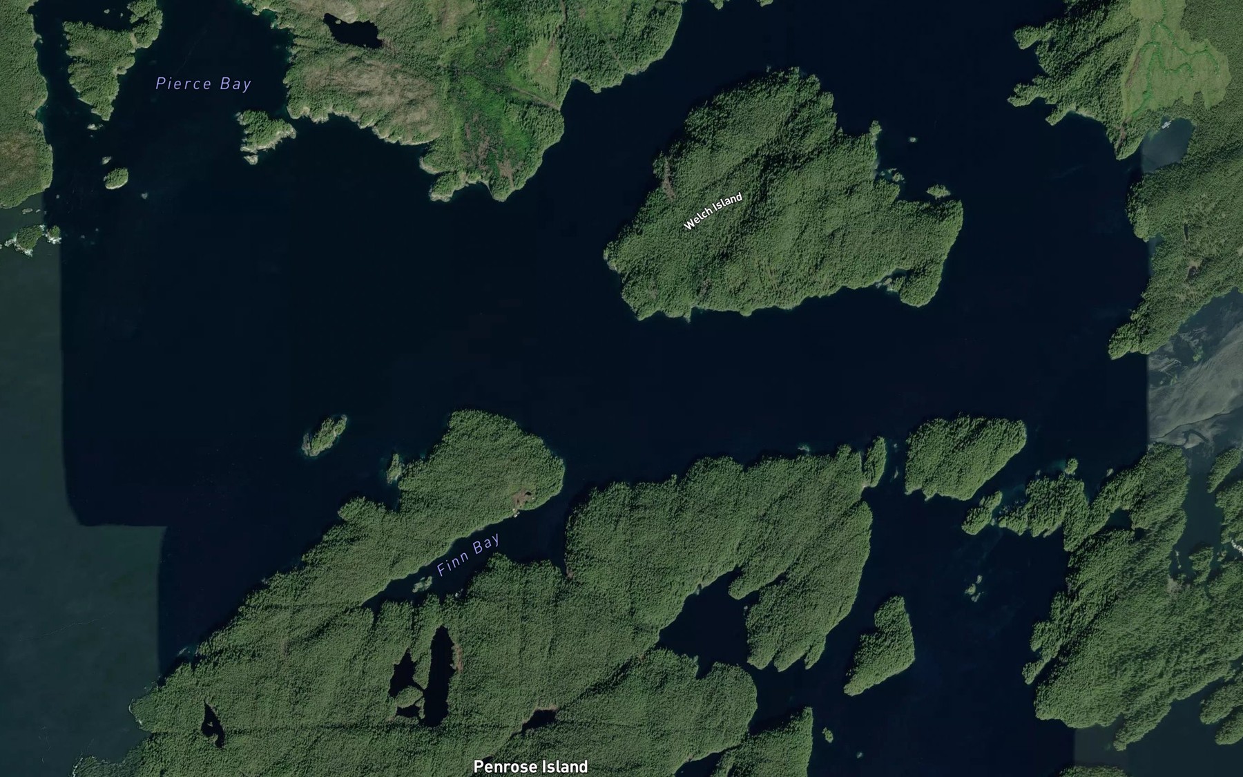 Satellite map of the Darby Channel