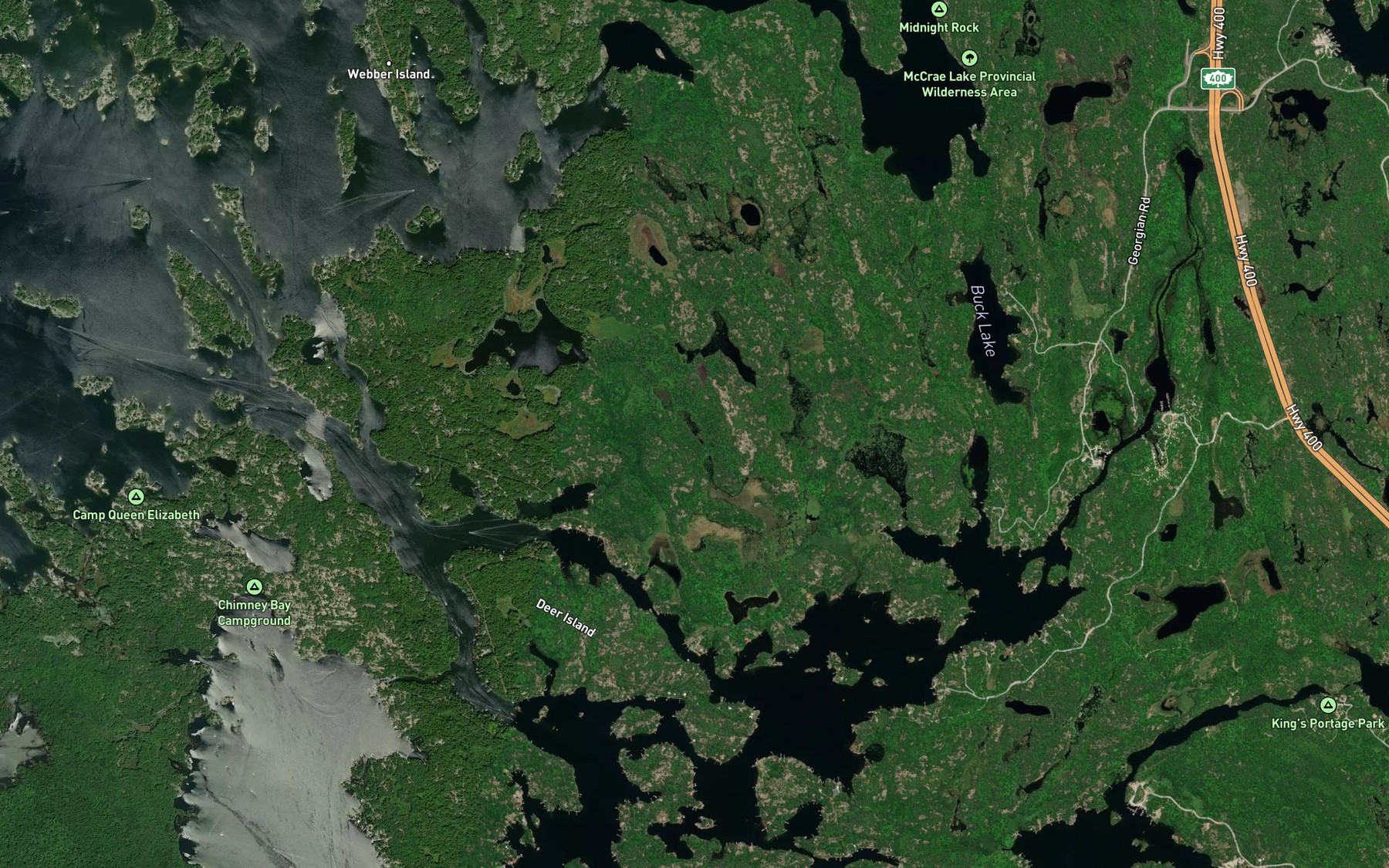 Satellite map of the Deer Island Channel