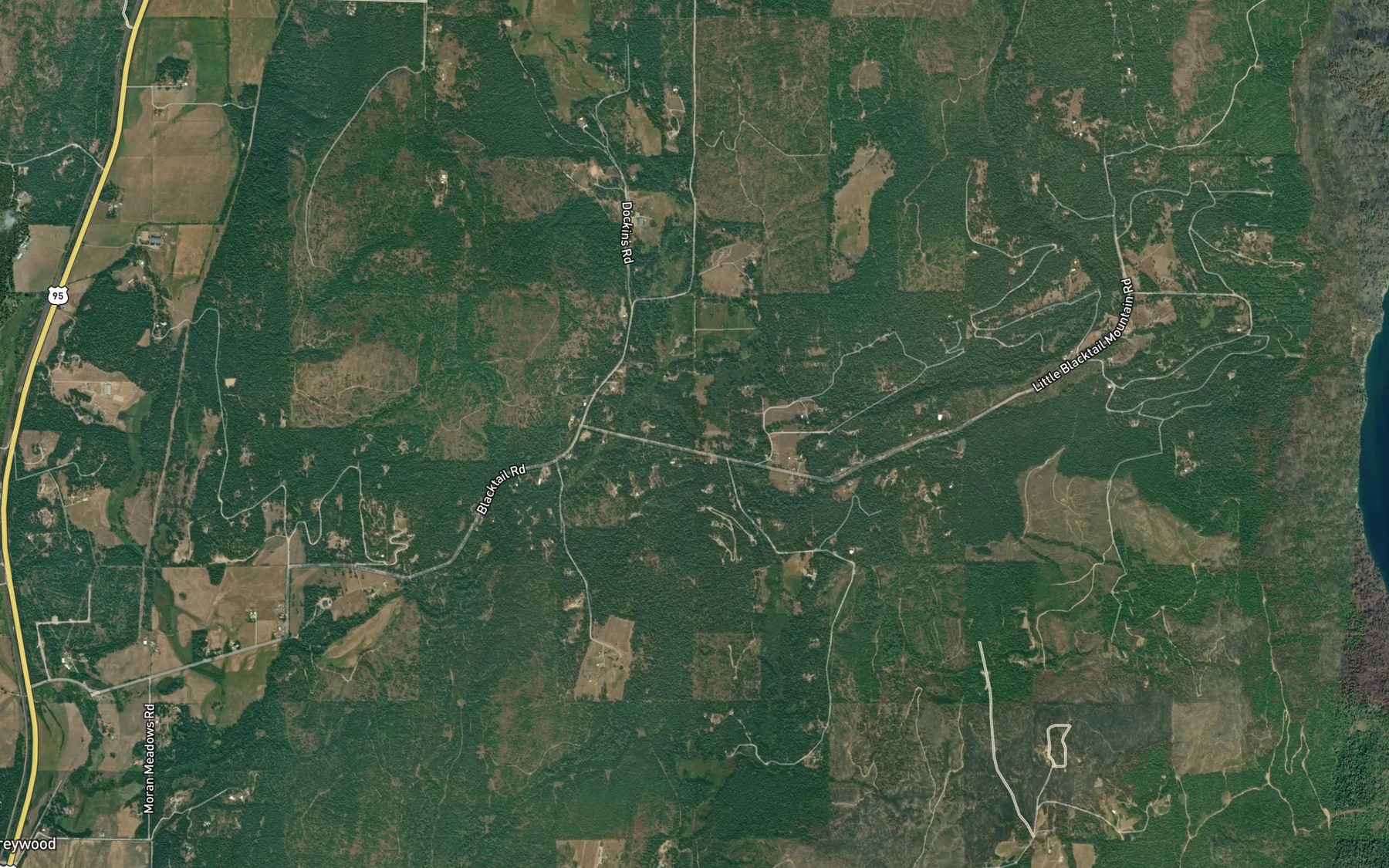 Satellite map of the Three Sisters Creek