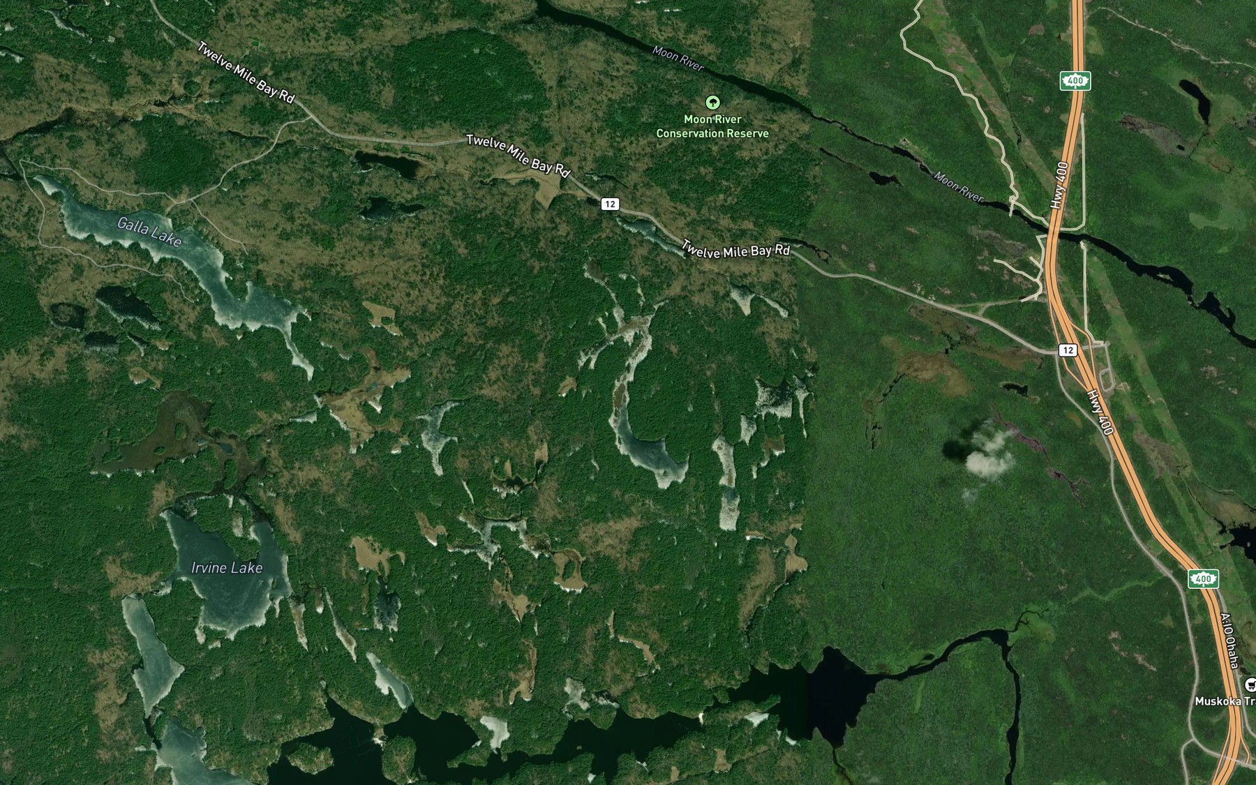 Satellite map of the O'Connor Lake