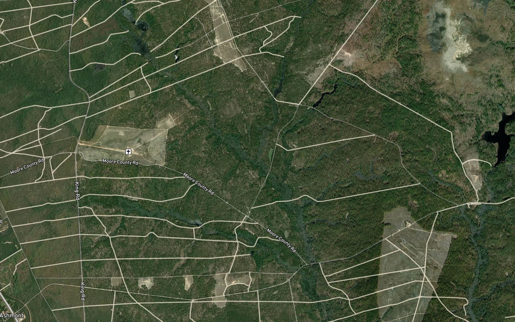 Satellite map of the Piney Bottom Creek