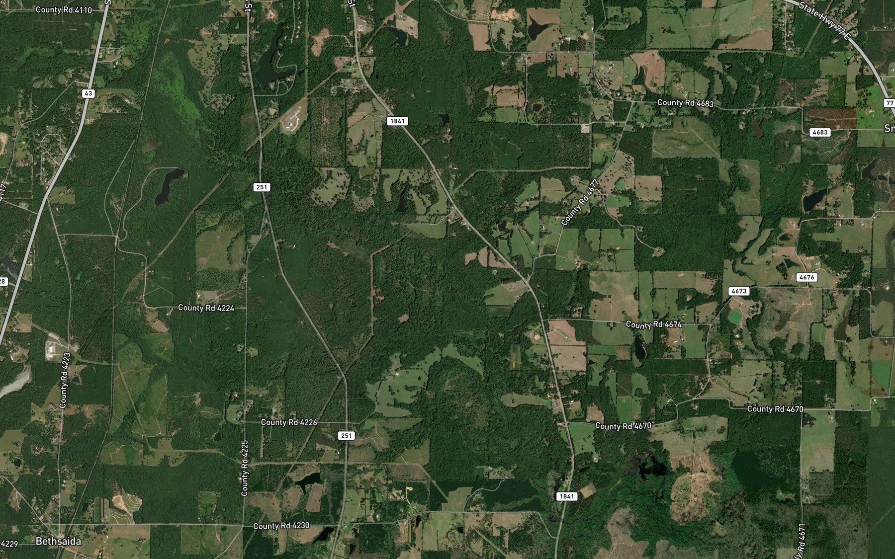Satellite map of the Hurricane Creek