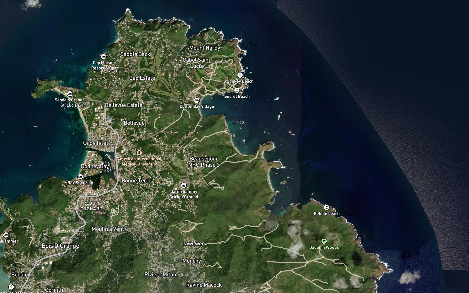 Satellite map of the Trou Sallee River