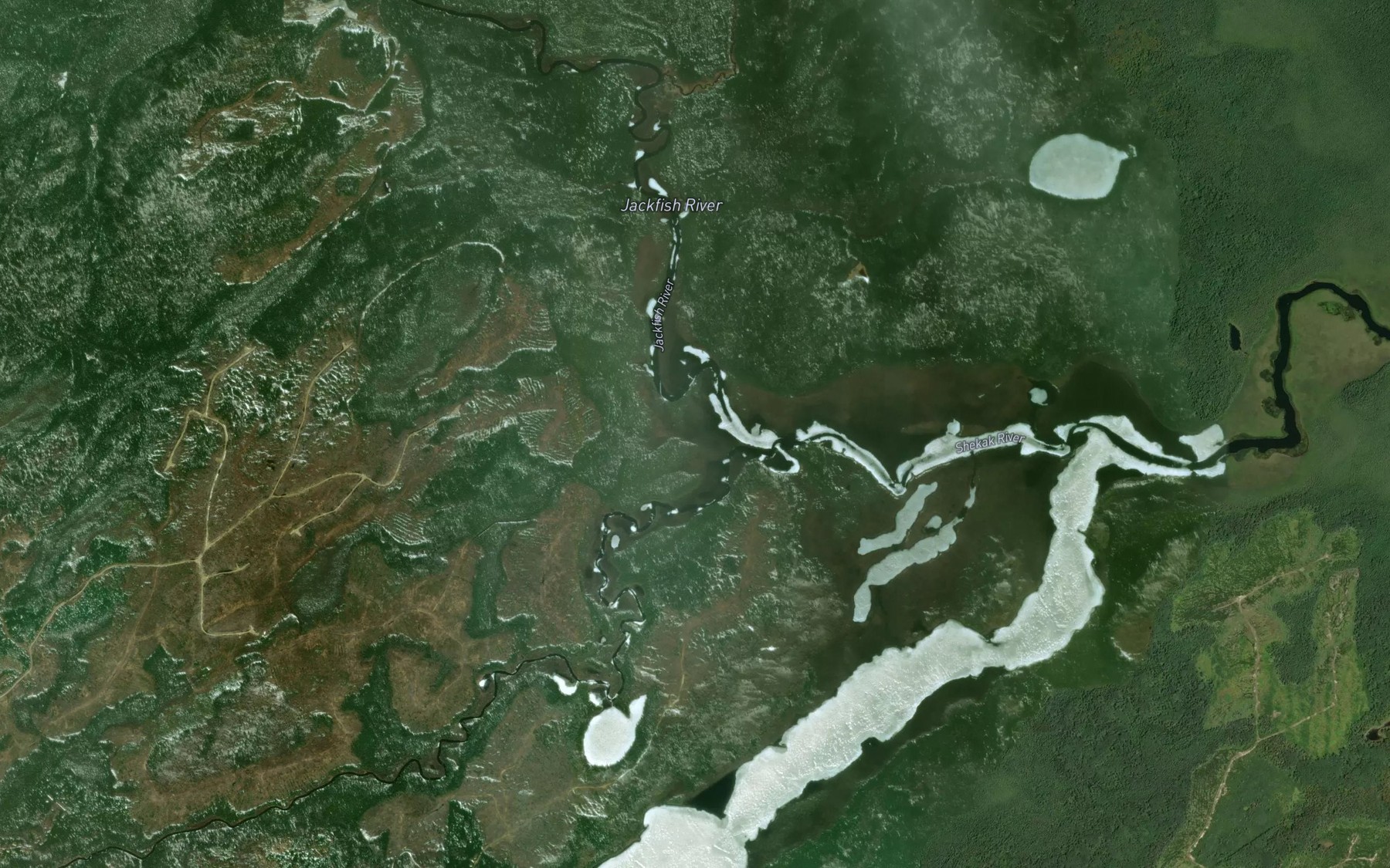 Satellite map of the Jackfish River