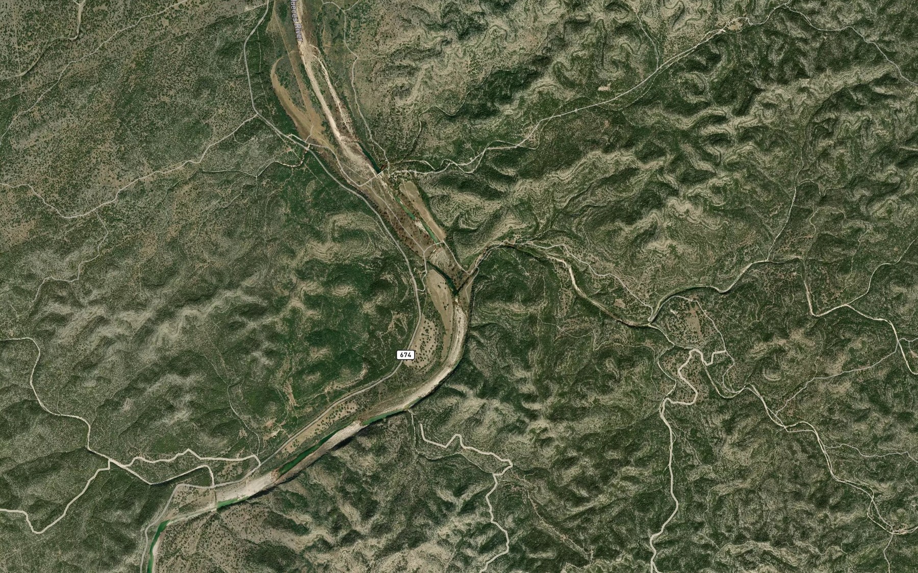 Satellite map of the Bluff Creek