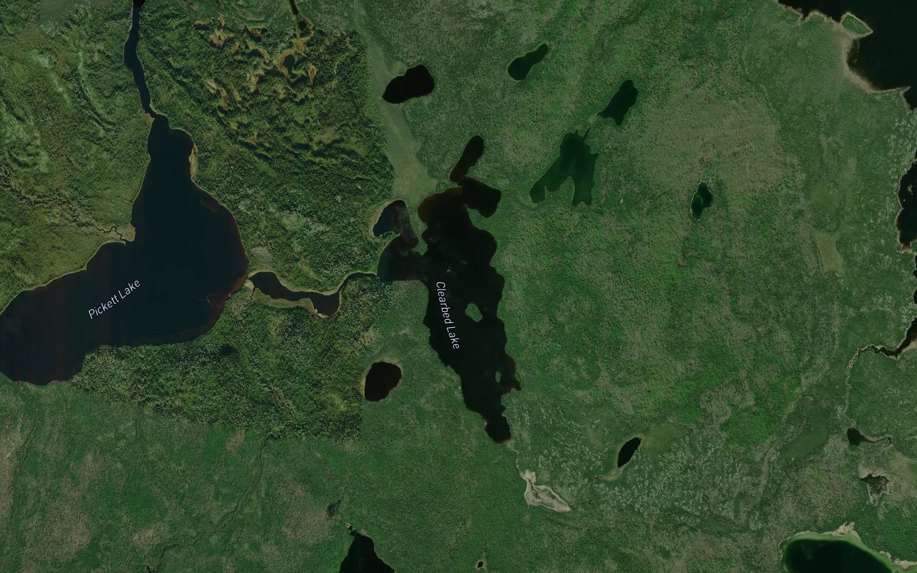 Satellite map of the Clearbed Lake
