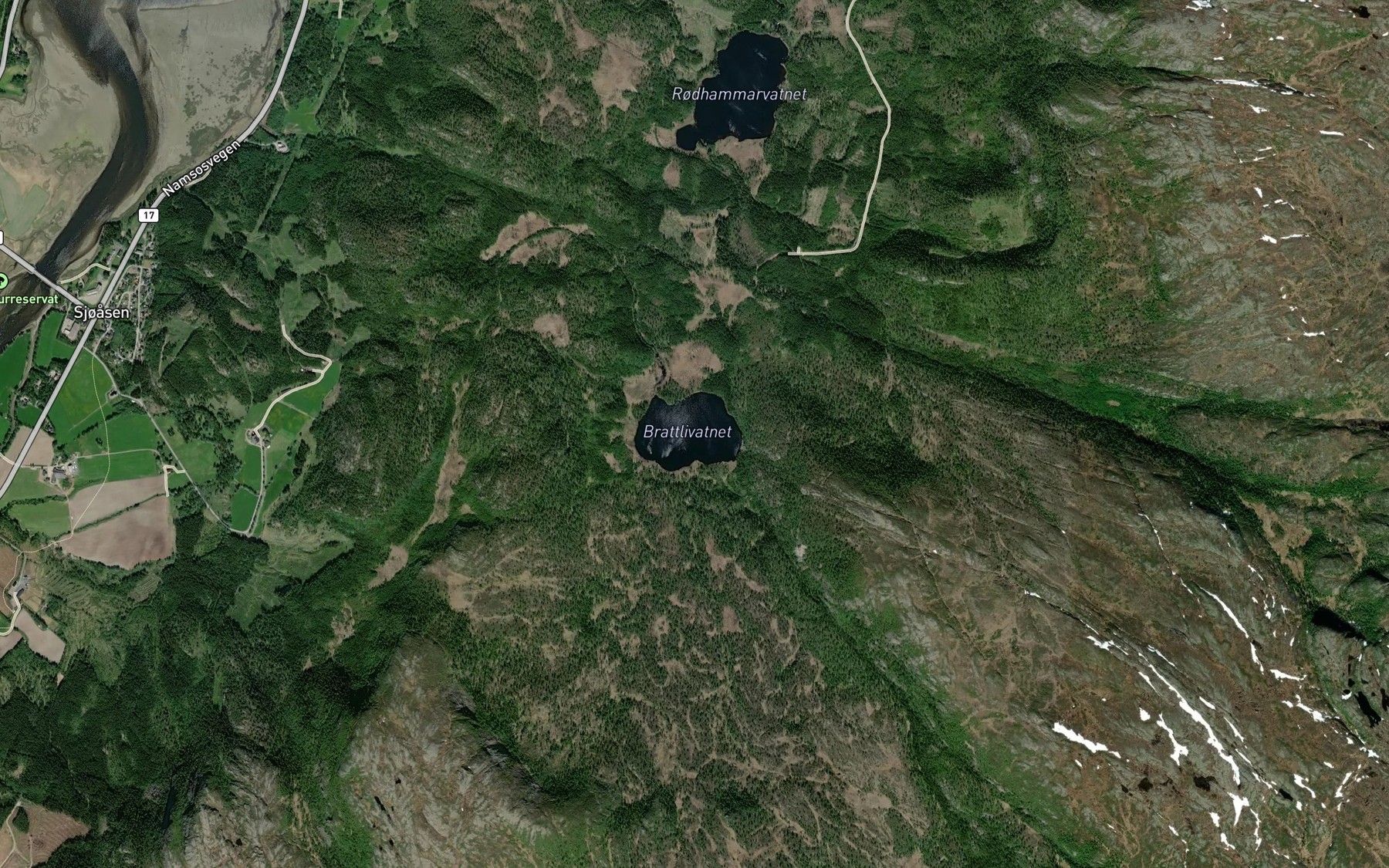 Satellite map of the Brattlivatnet