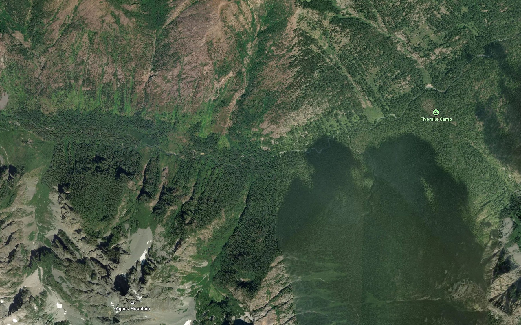 Satellite map of the Yellow Creek
