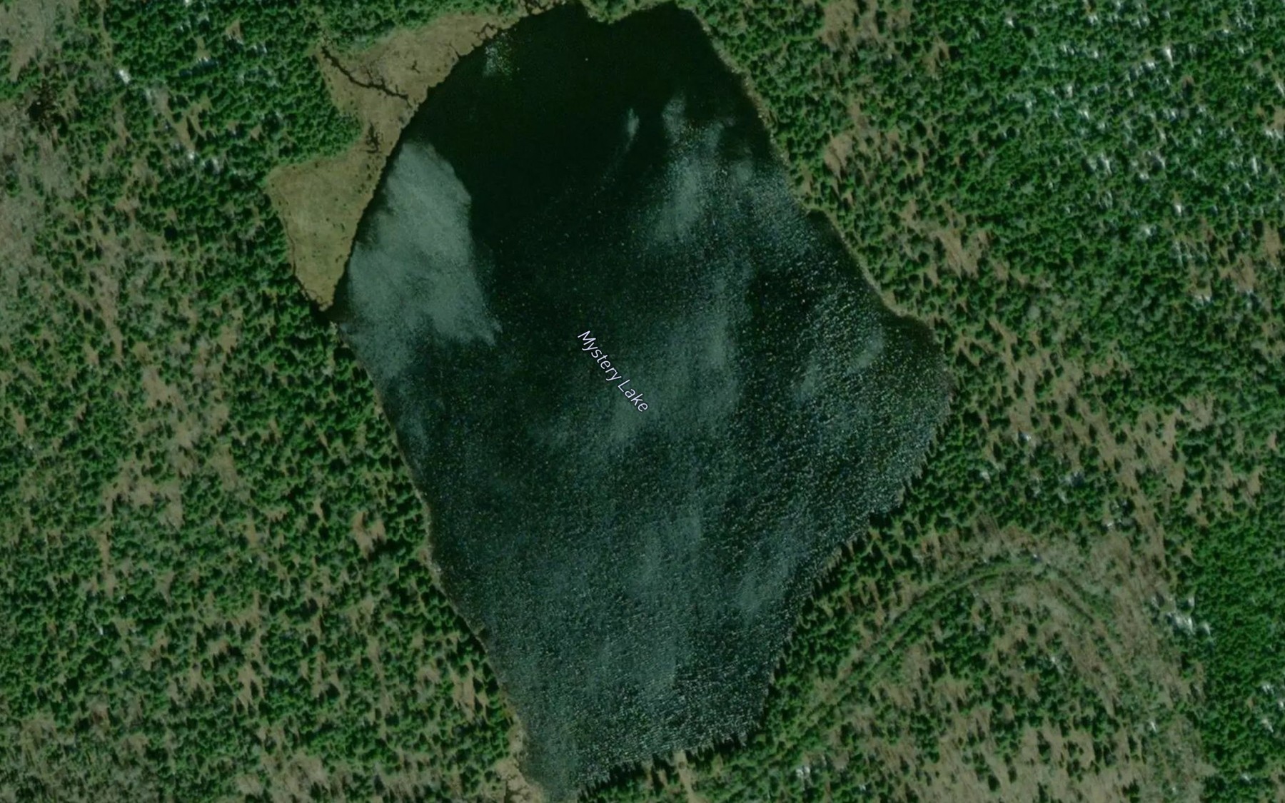 Satellite map of the Mystery Lake
