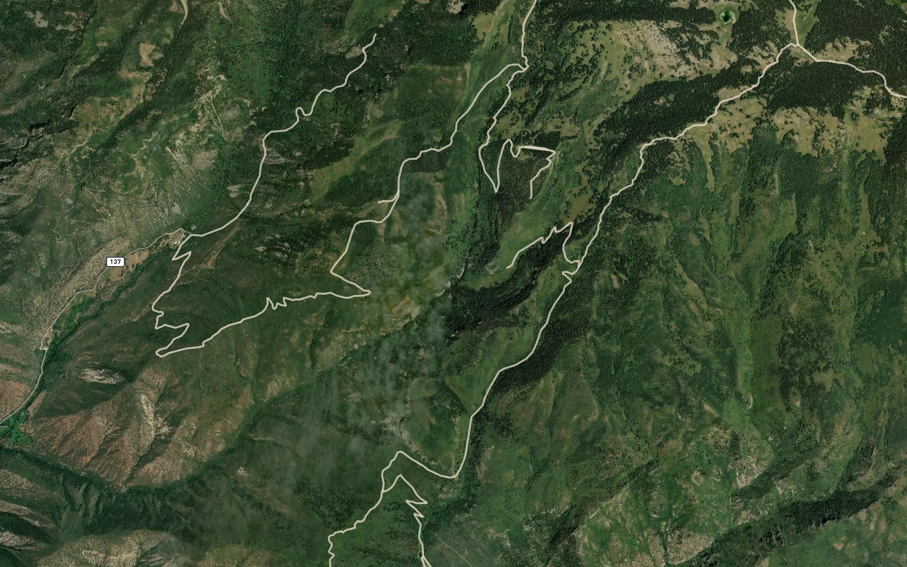 Satellite map of the Dry Possum Creek