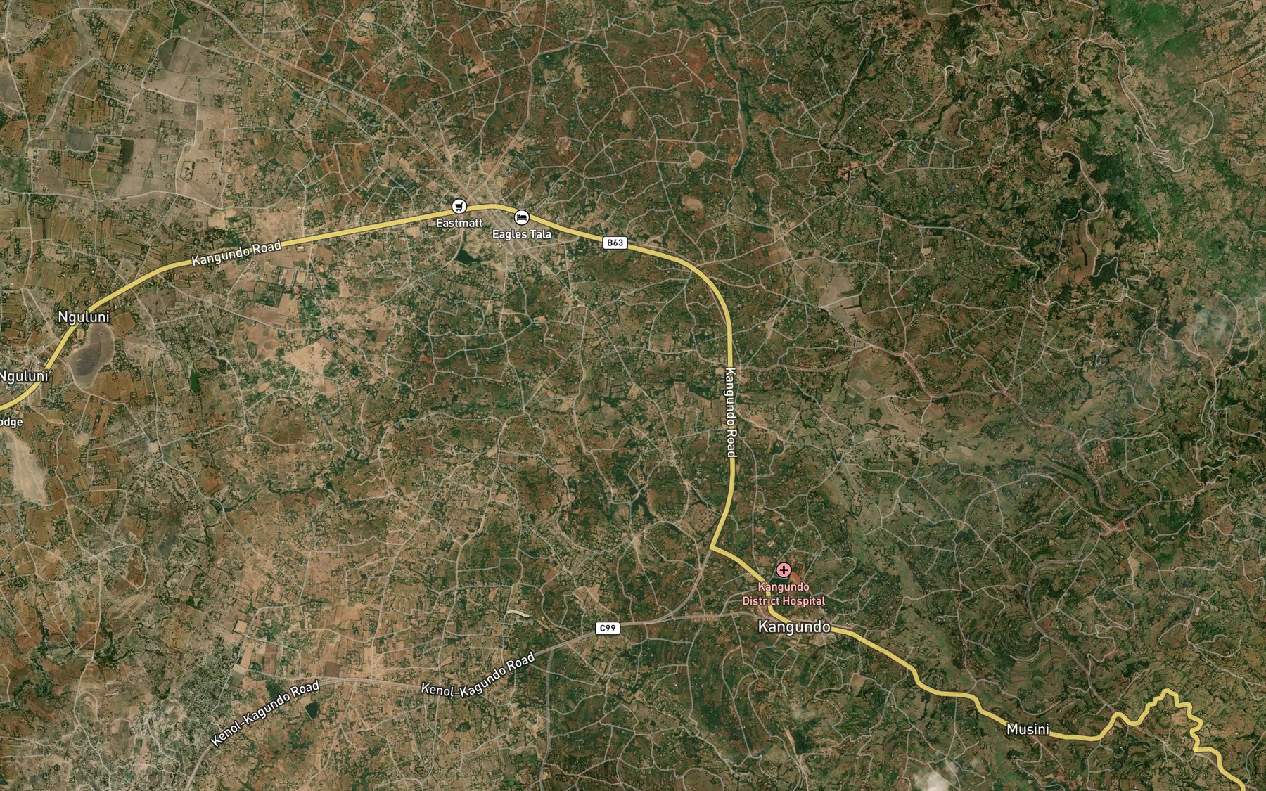 Satellite map of the Misuuni Dam
