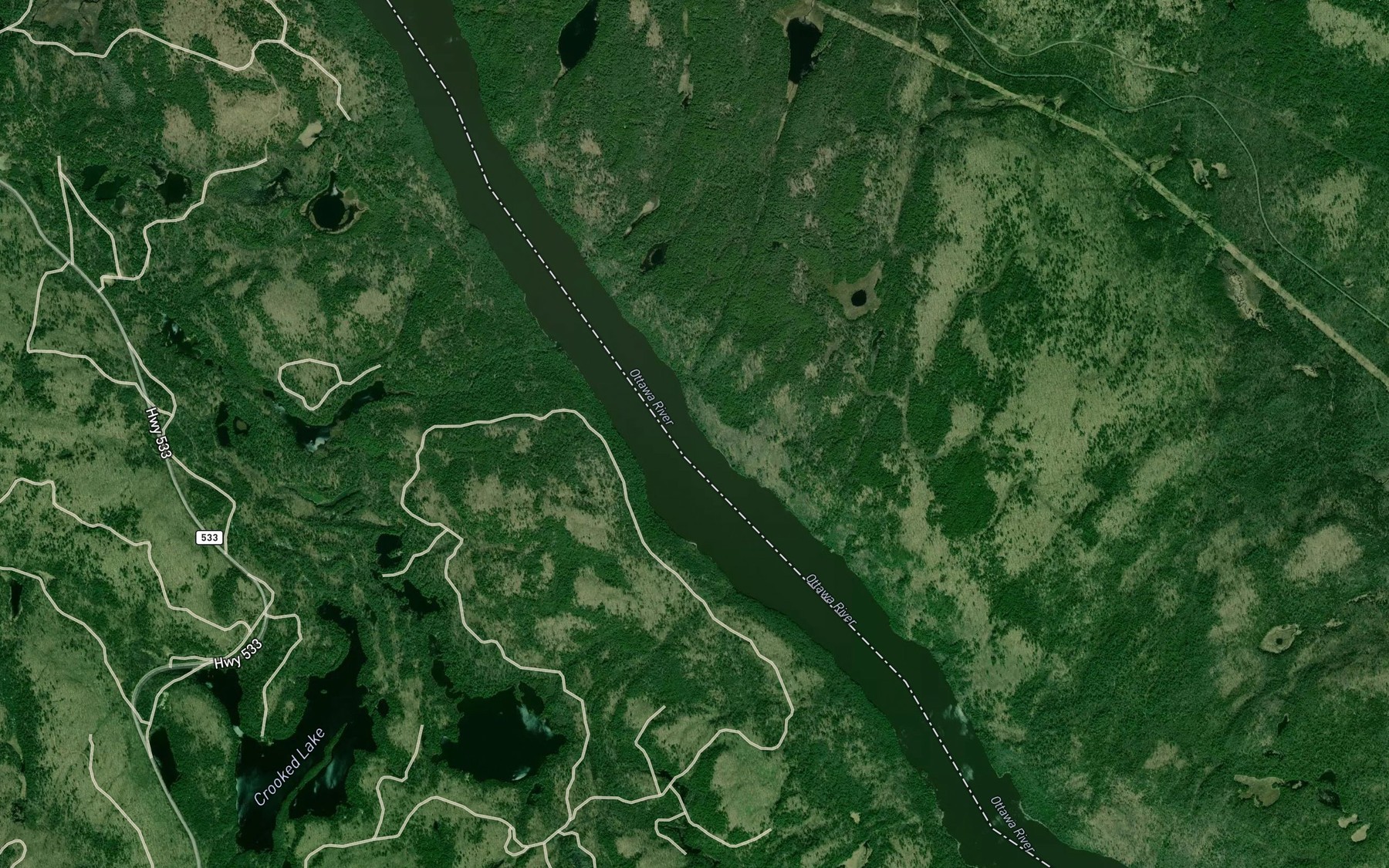 Satellite map of the Alexis Creek
