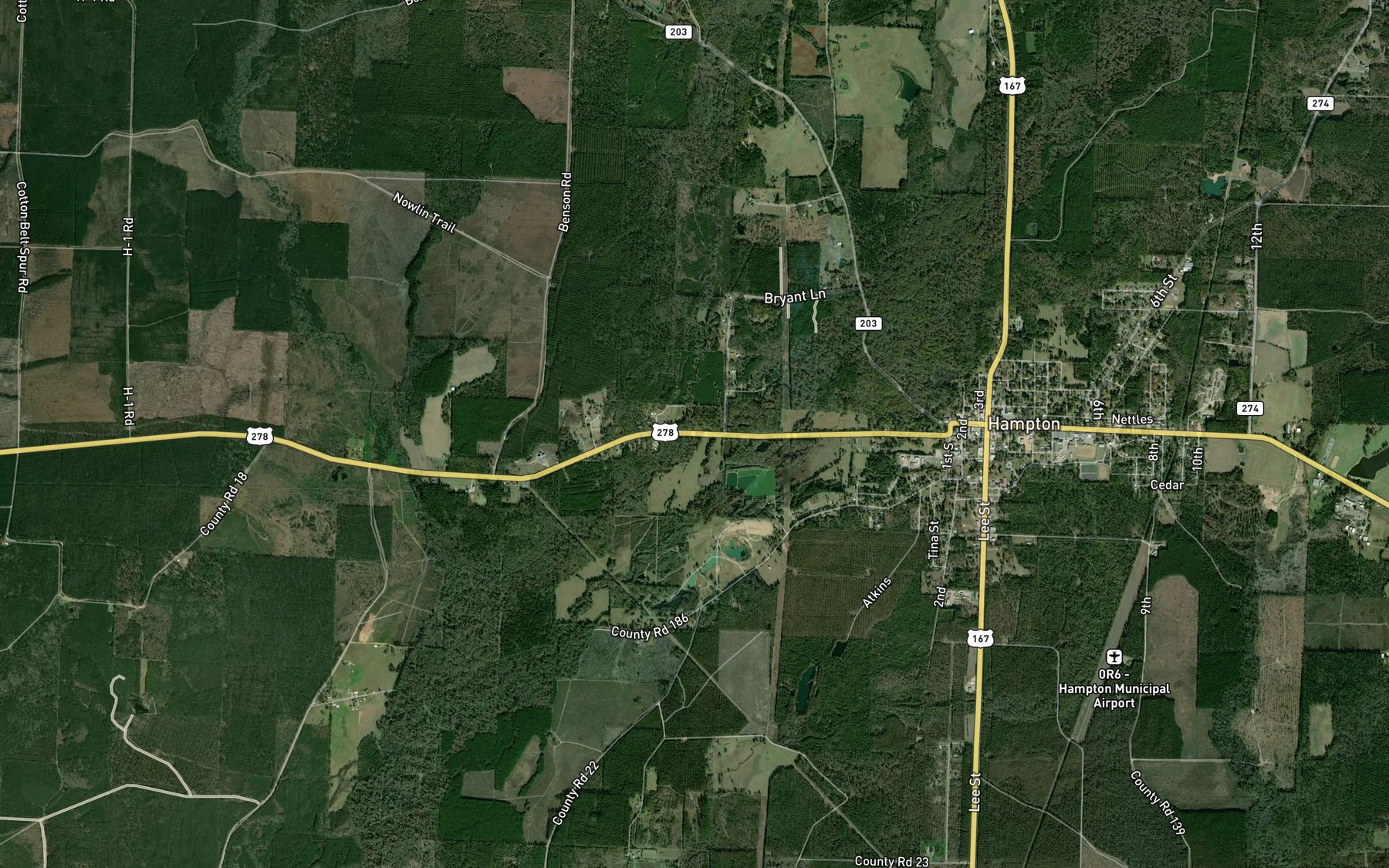 Satellite map of the Taylor Creek