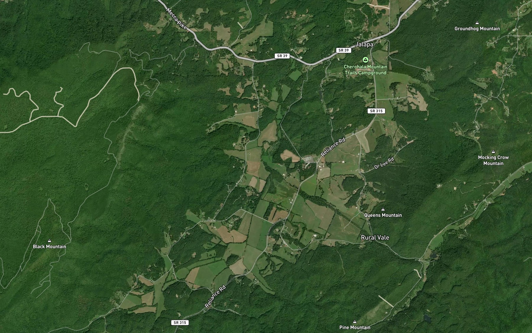 Satellite map of the Dry Creek