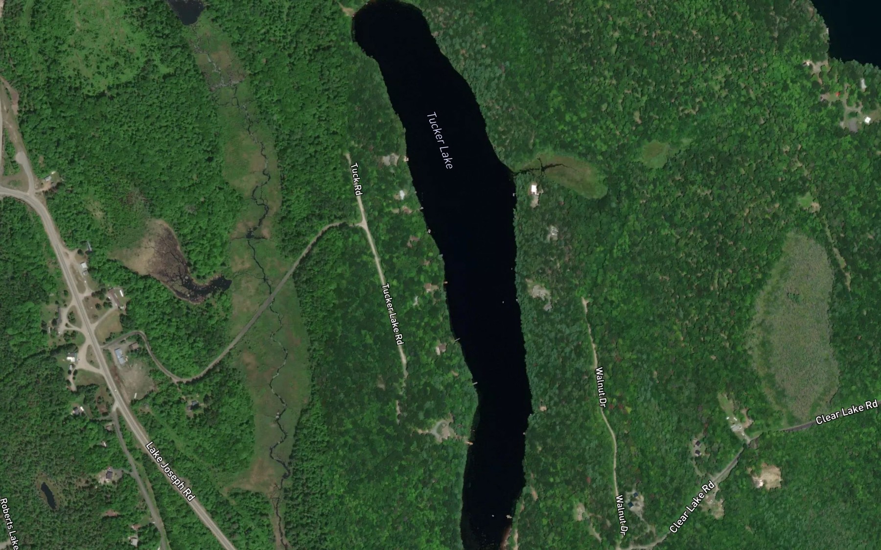 Satellite map of the Tucker Lake