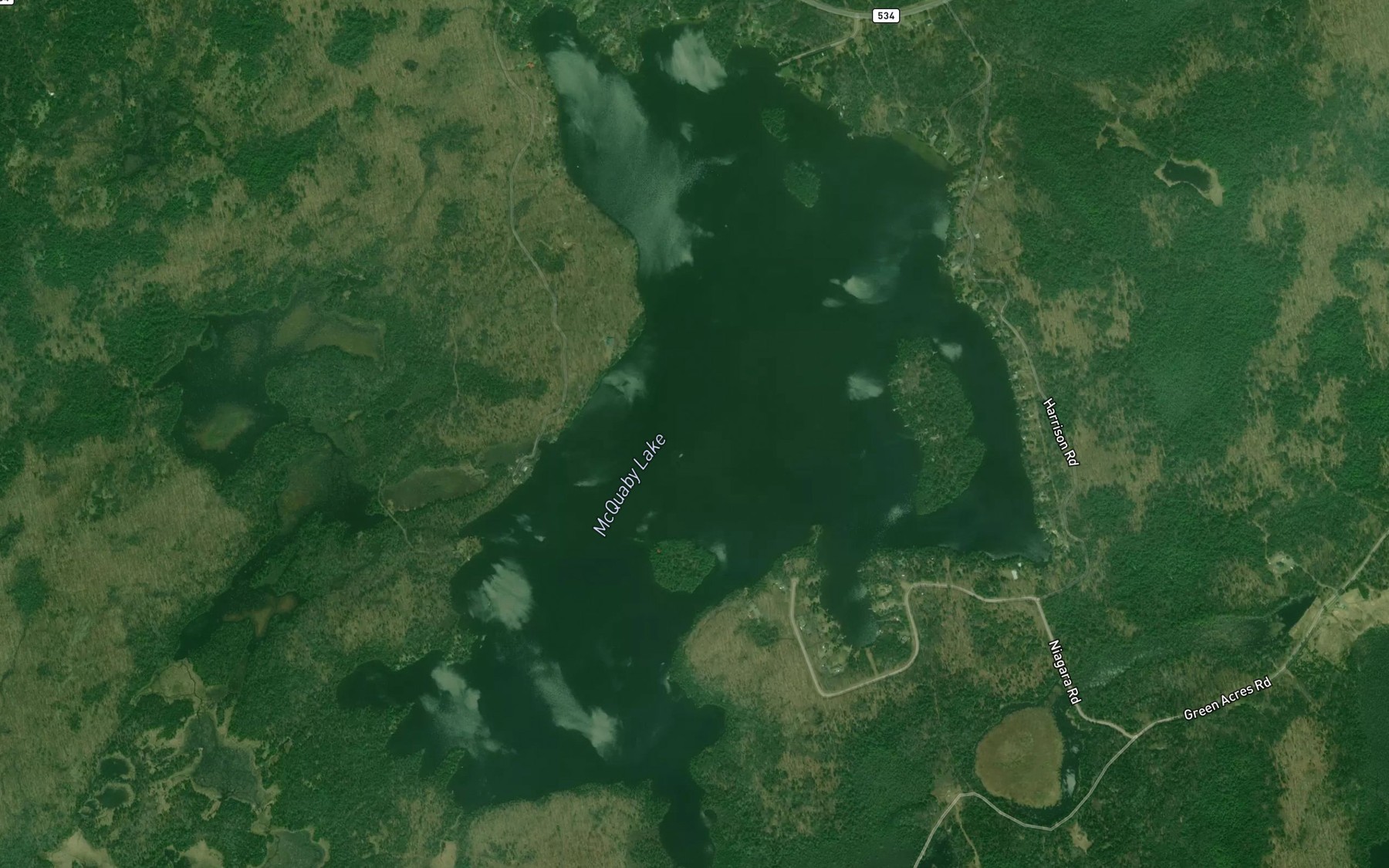 Satellite map of the McQuaby Lake