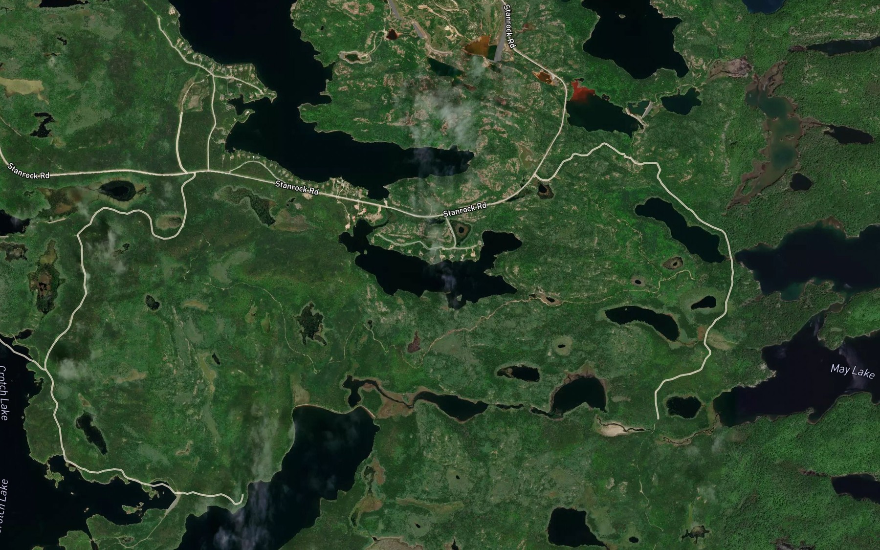 Satellite map of the Popeye Lake