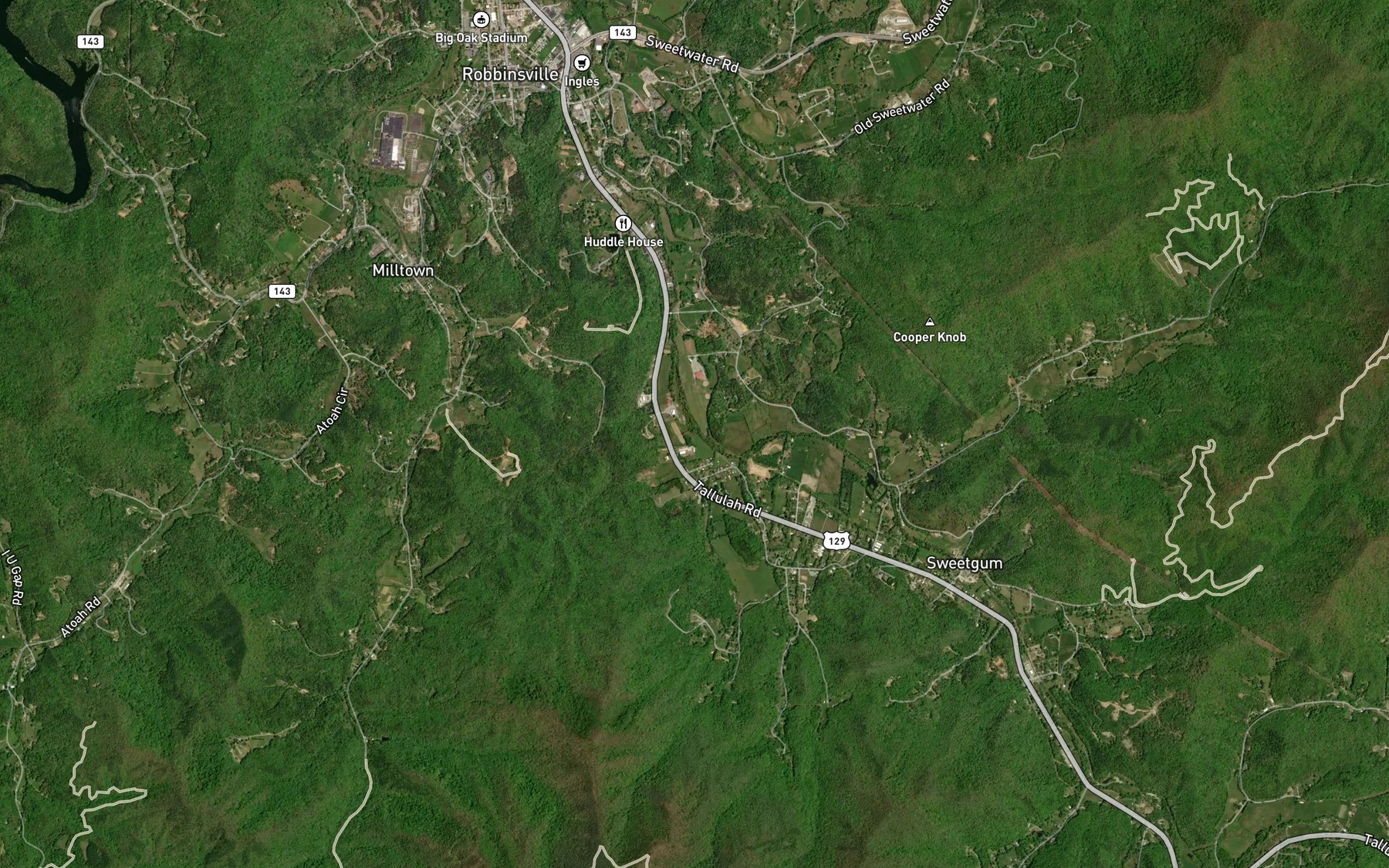 Satellite map of the Riley Branch