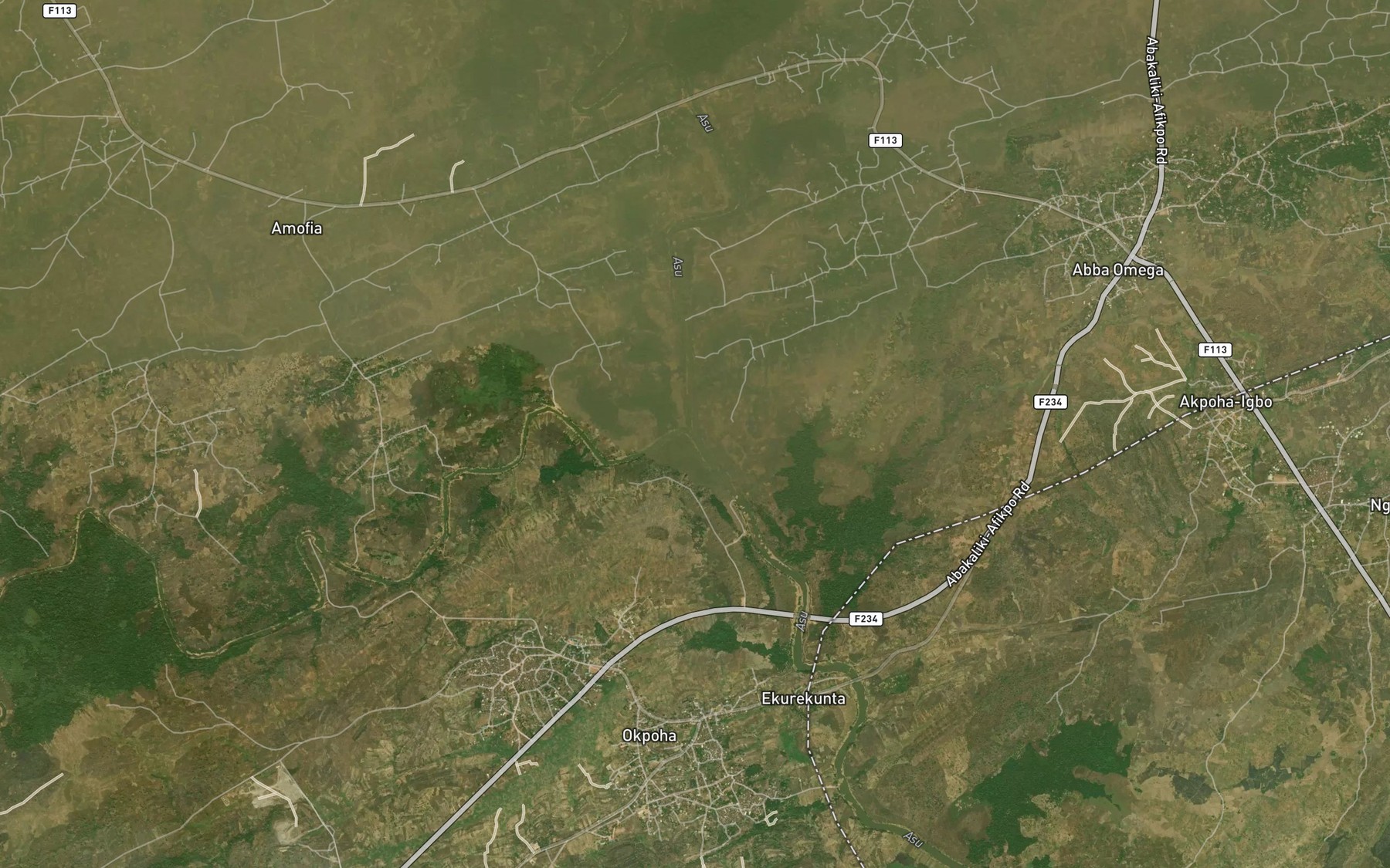 Satellite map of the Aboine River