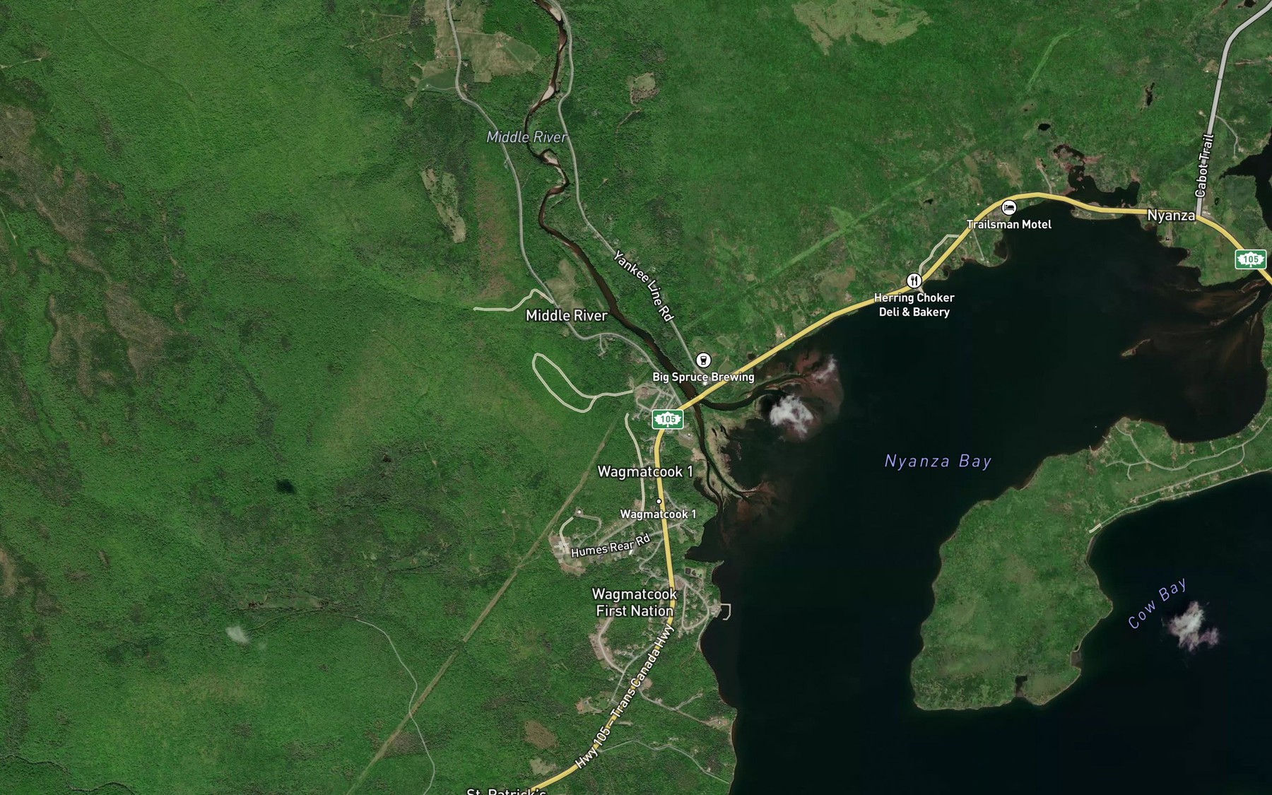Satellite map of the Middle River