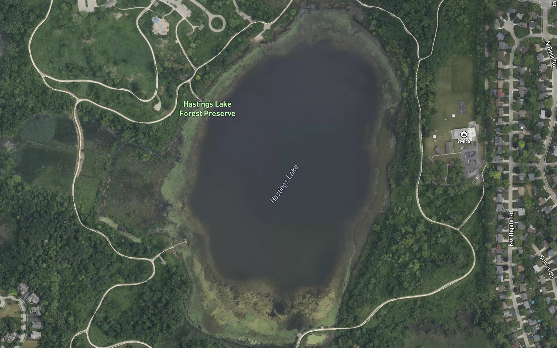 Satellite map of the Hastings Lake