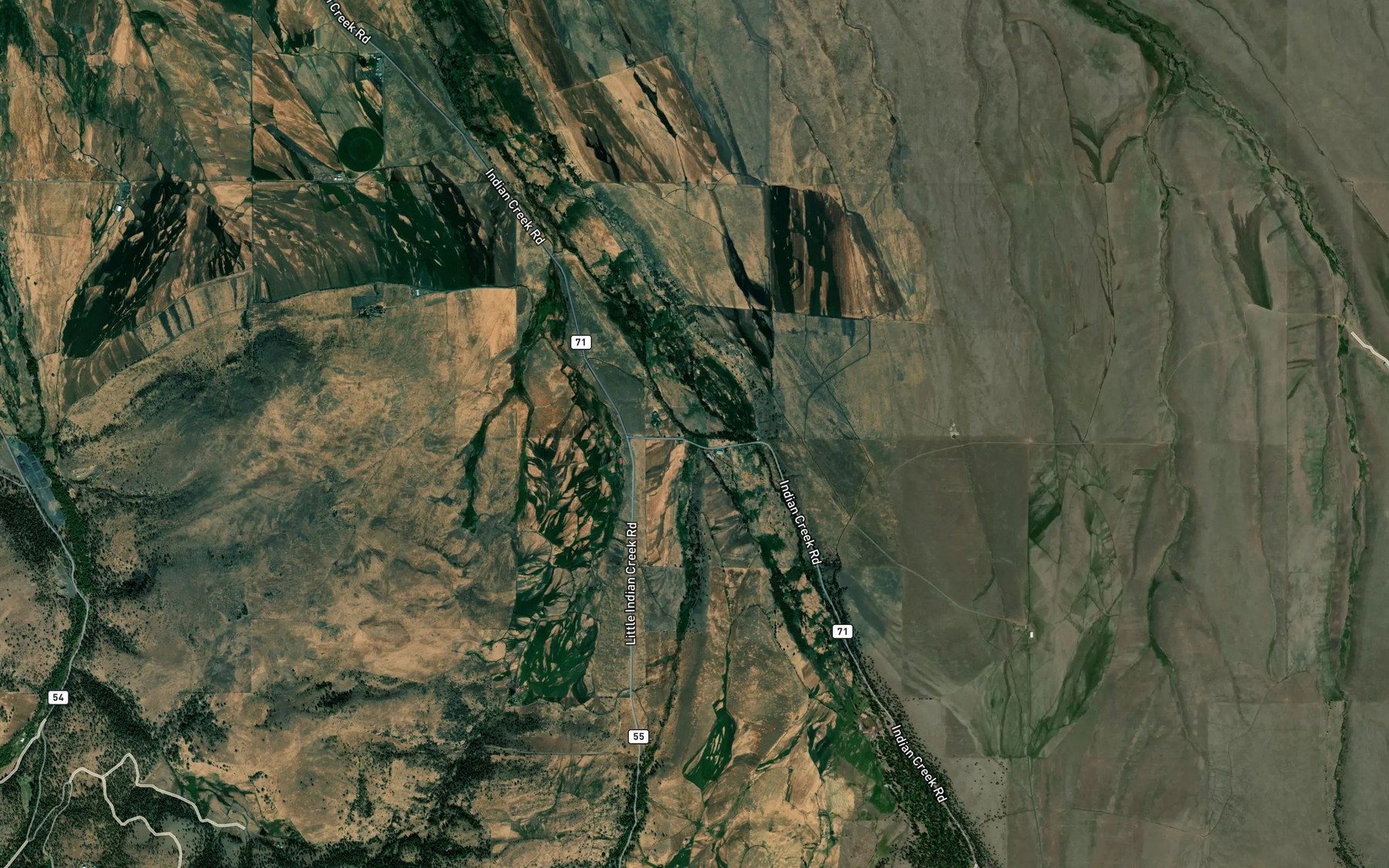Satellite map of the Little Indian Creek