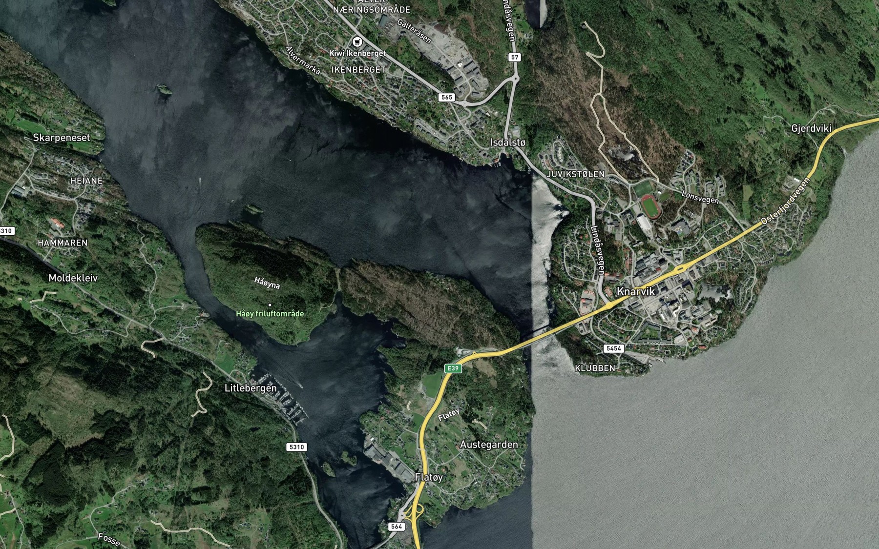 Satellite map of the Skjeljavikane