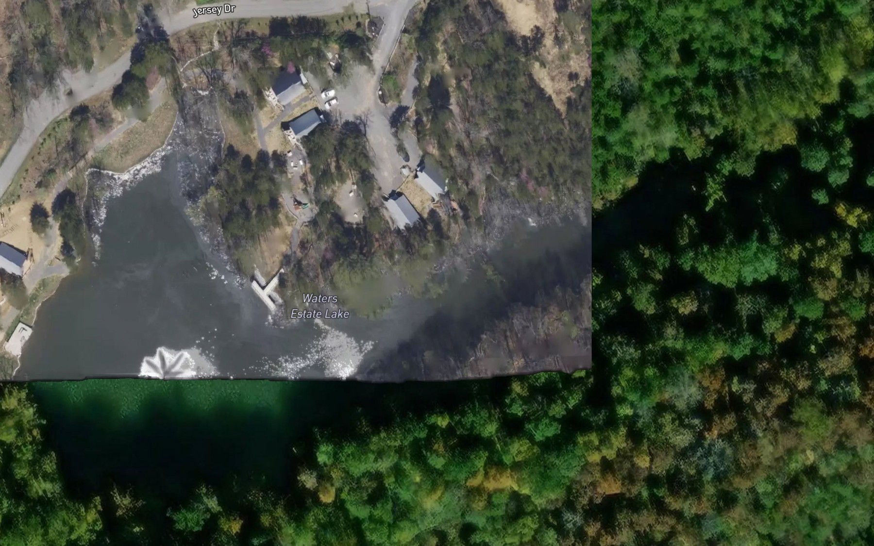 Satellite map of the Waters Estate Lake