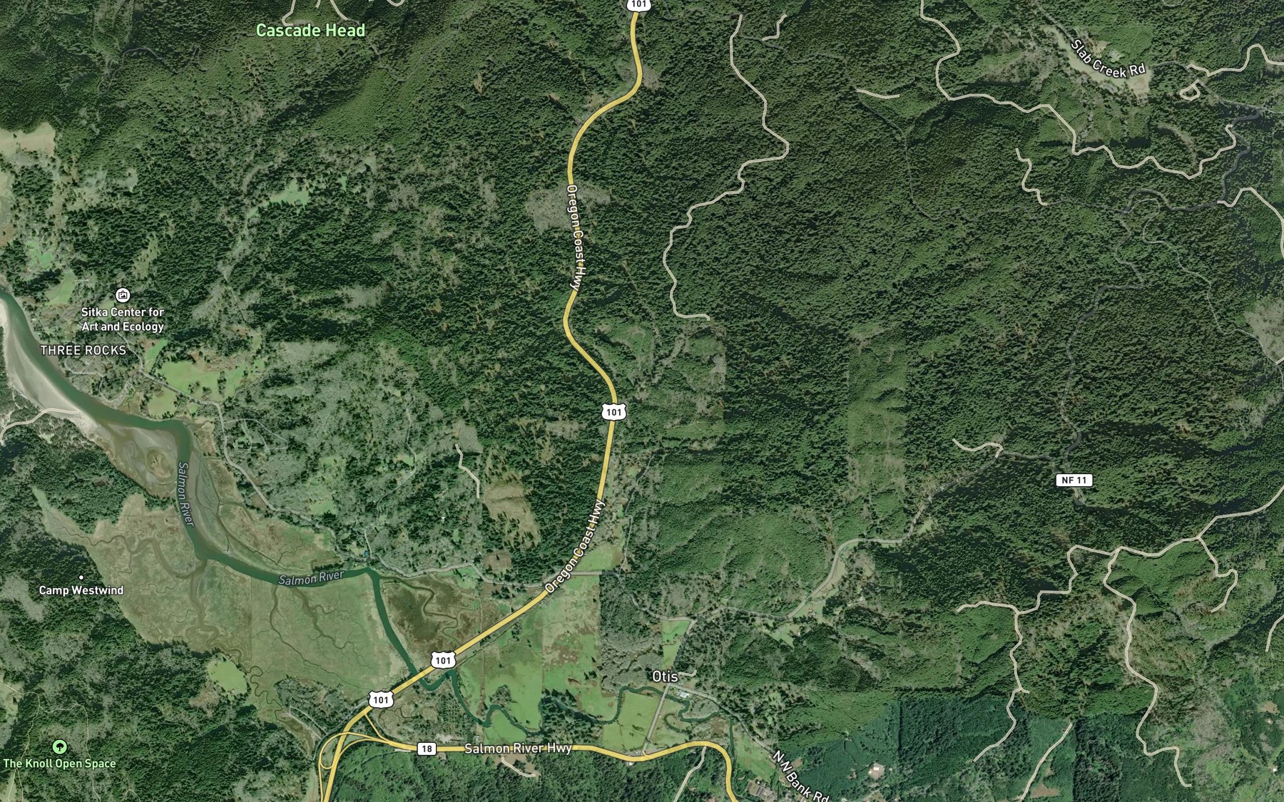 Satellite map of the Calkins Creek