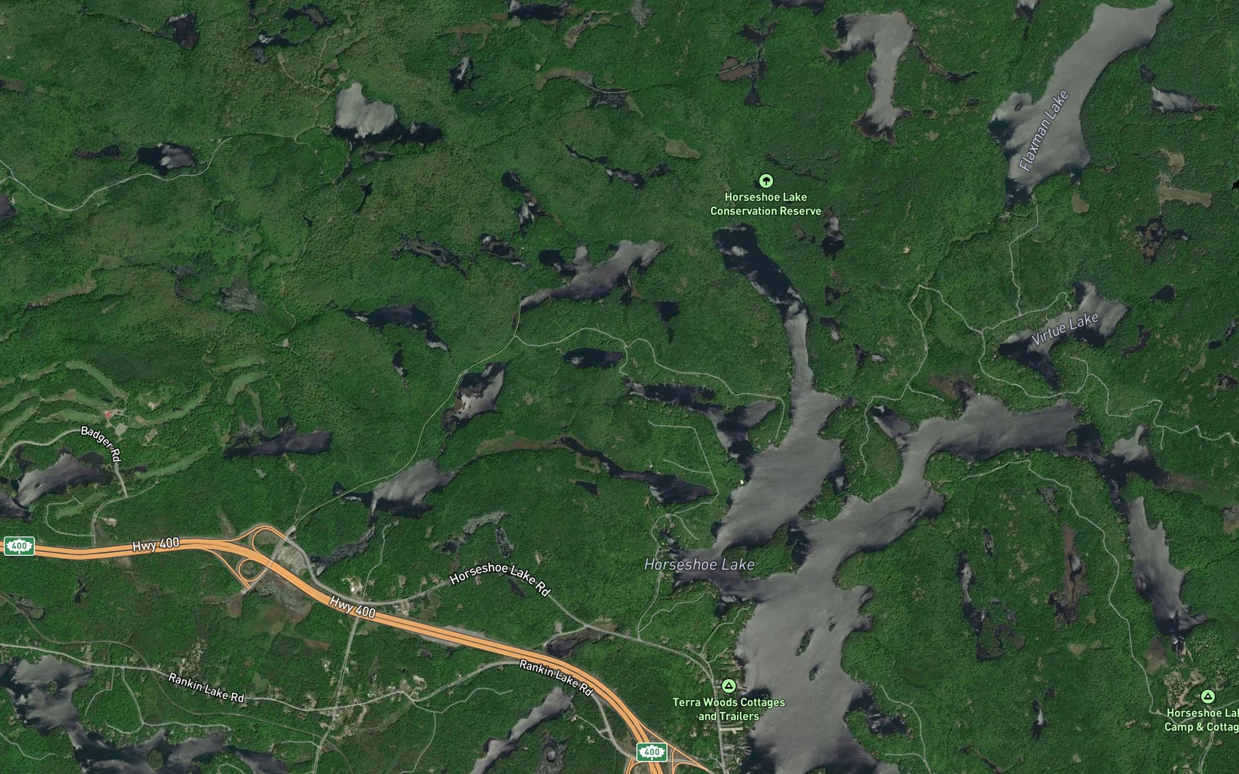 Satellite map of the Haines Creek