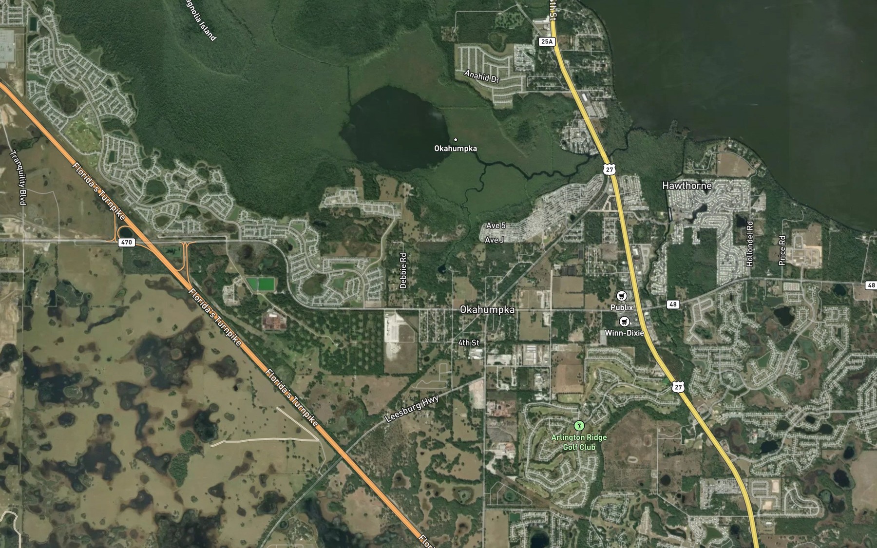 Satellite map of the Bugg Spring