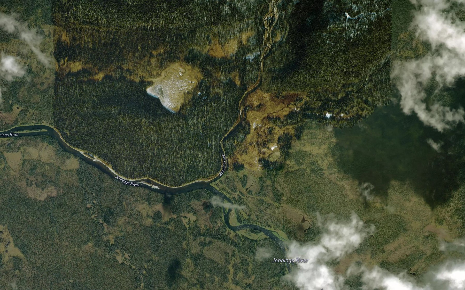 Satellite map of the Klinkit Creek