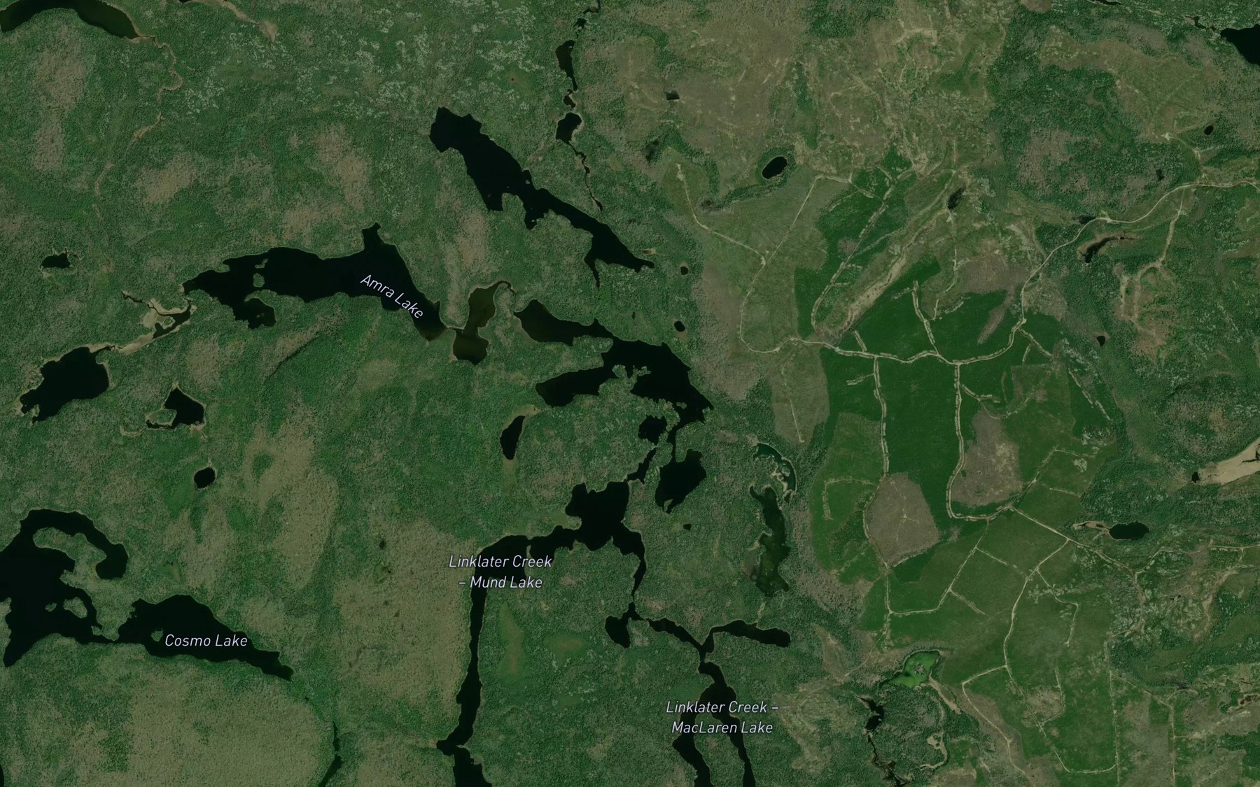 Satellite map of the Revilo Lake