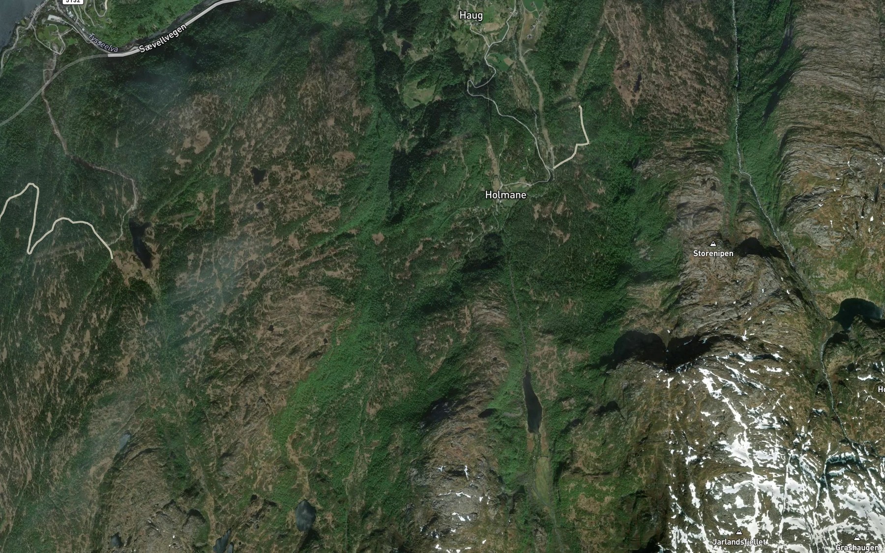 Satellite map of the Haugselvi
