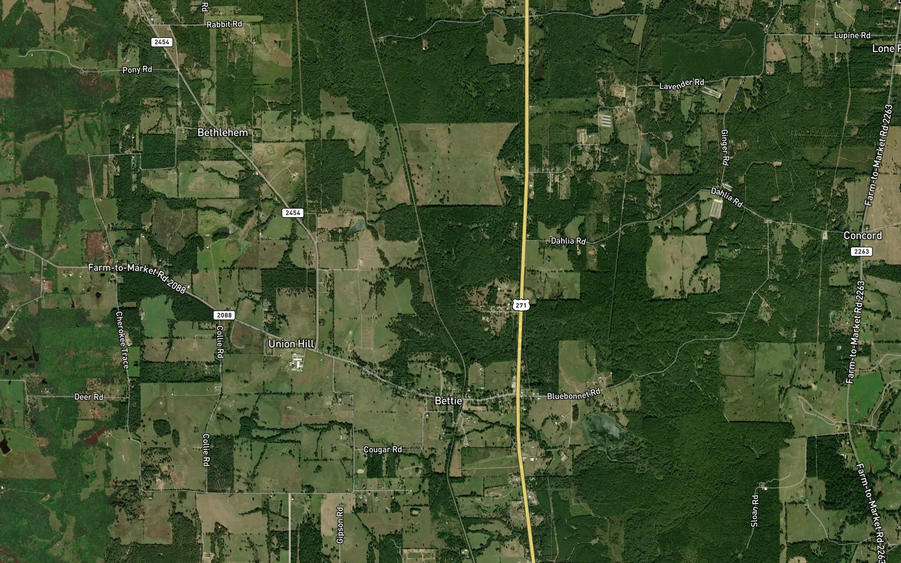 Satellite map of the Poor Creek