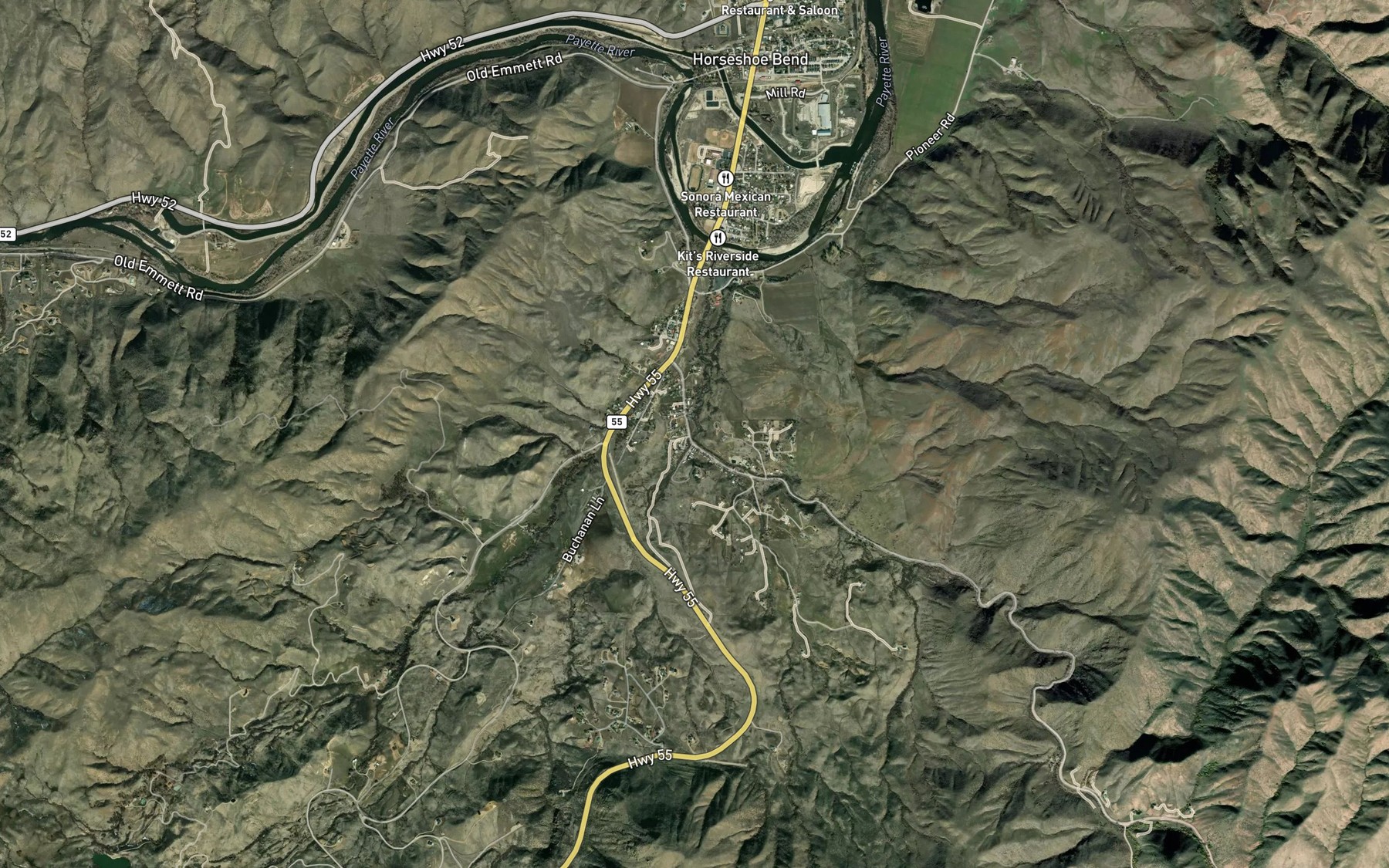 Satellite map of the Cottonwood Creek