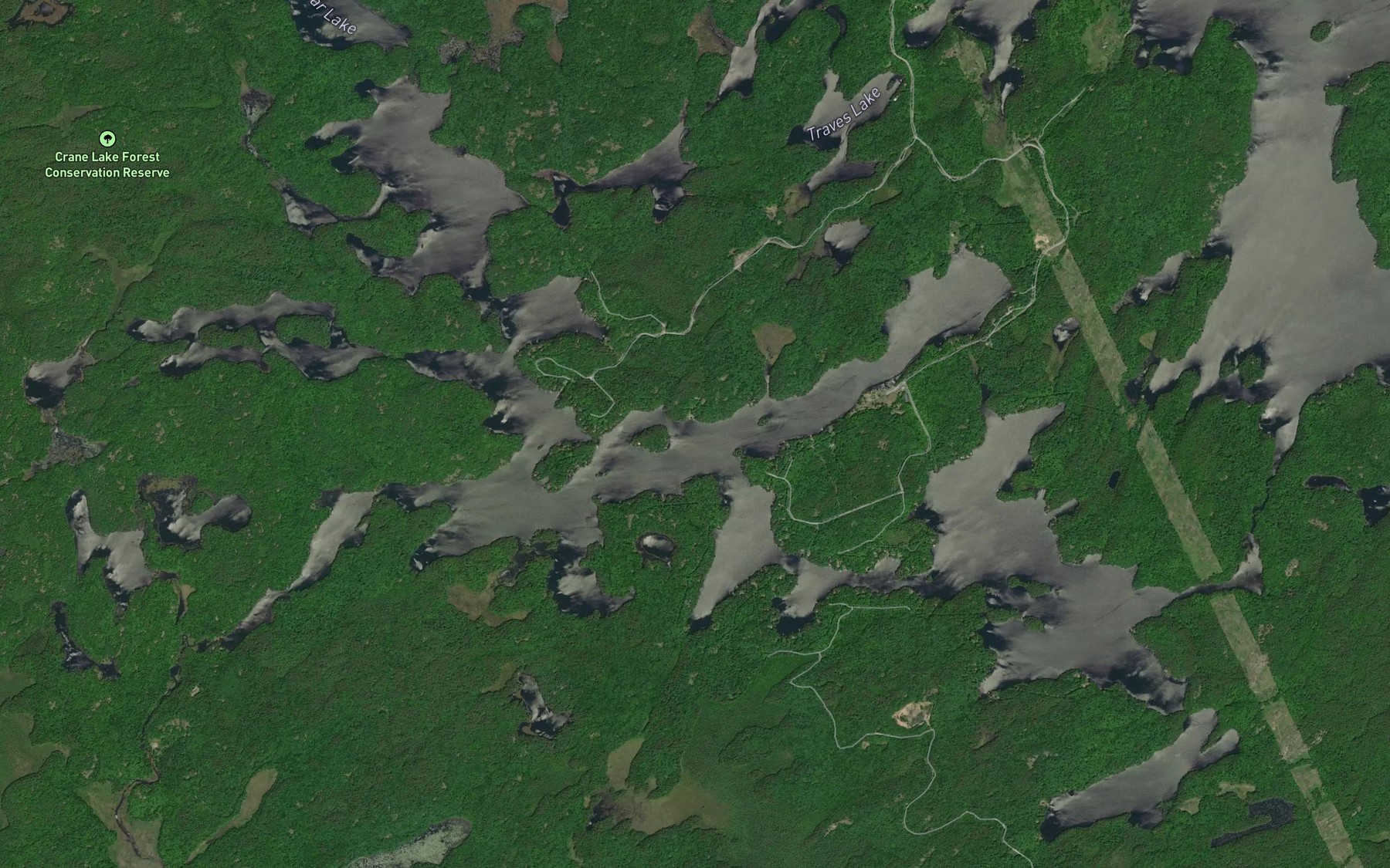 Satellite map of the Crane Lake