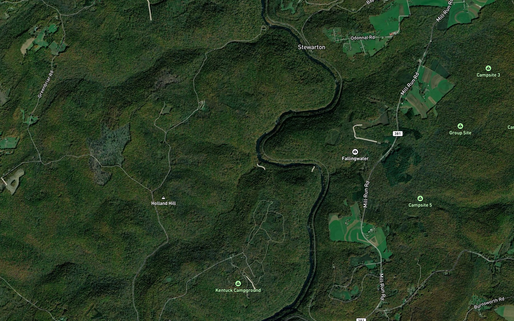 Satellite map of the Jonathan Run