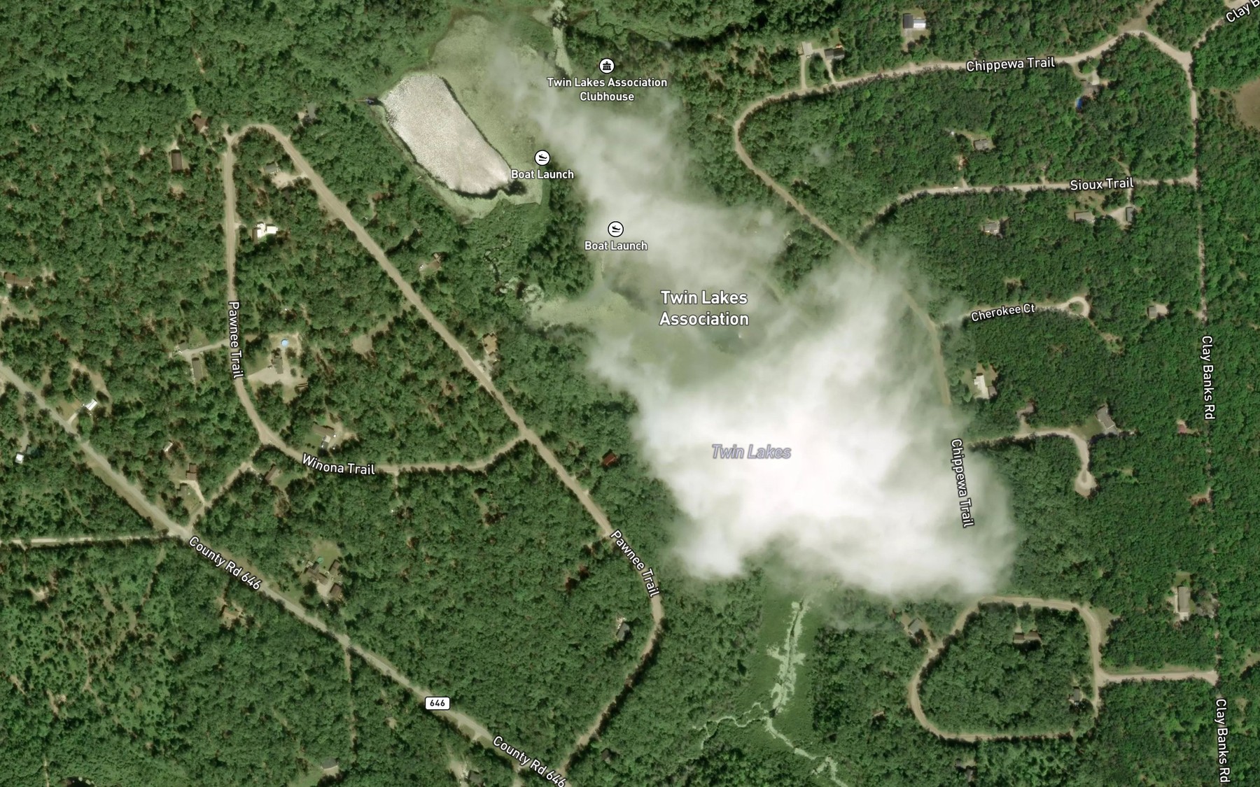 Satellite map of the Twin Lakes
