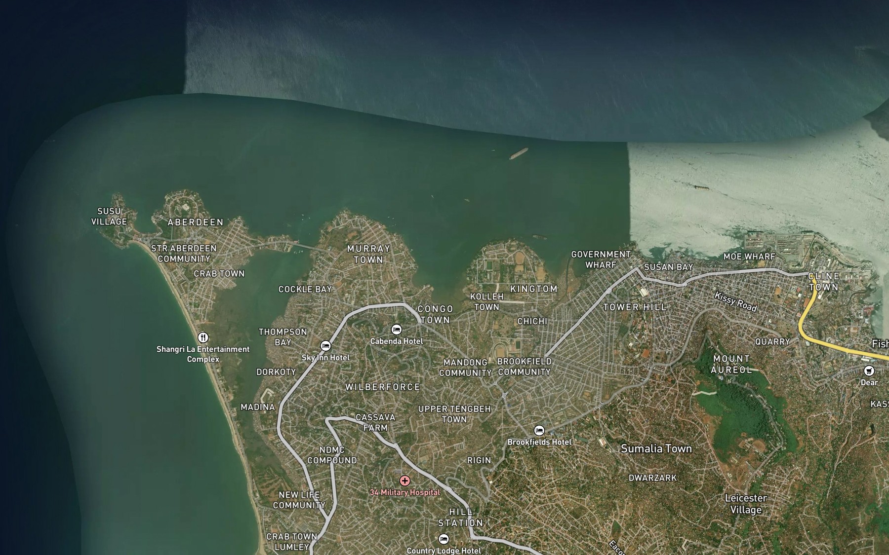 Satellite map of the White Man's Bay