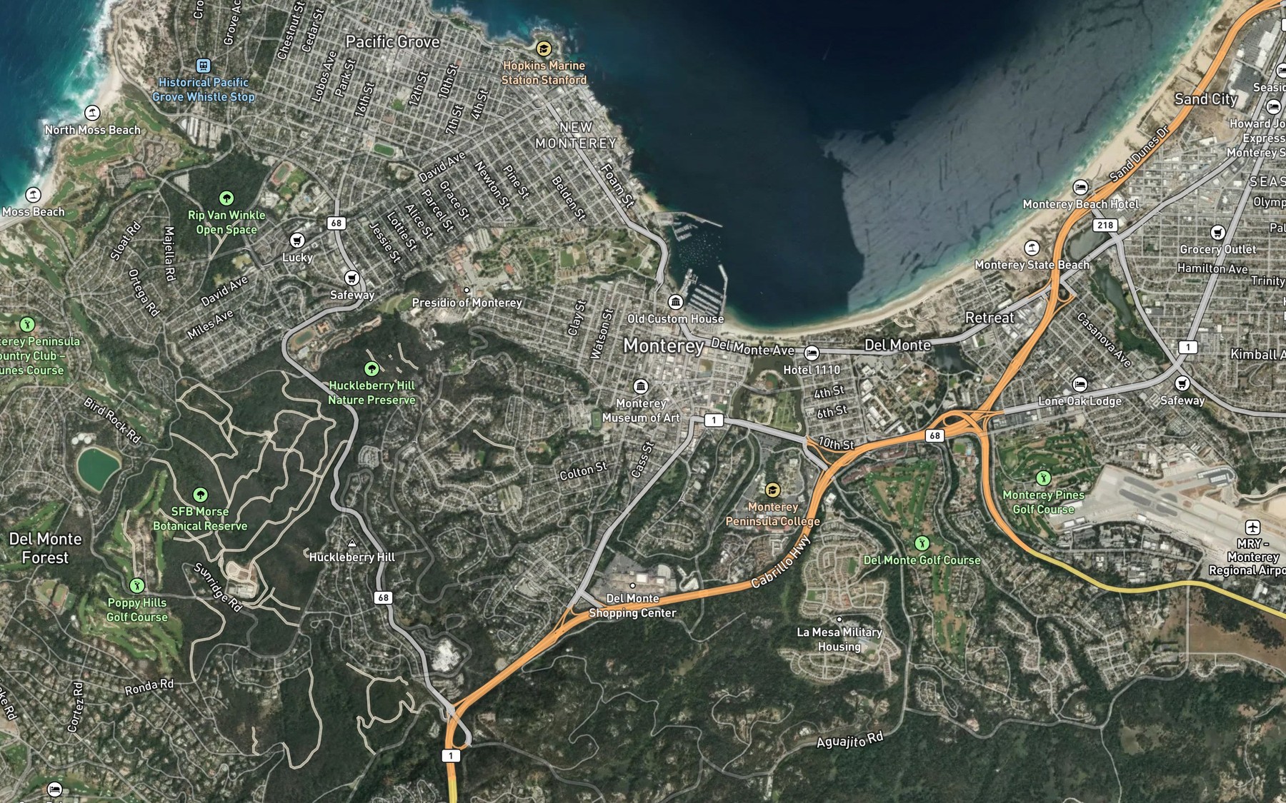 Satellite map of the Hartnell Creek